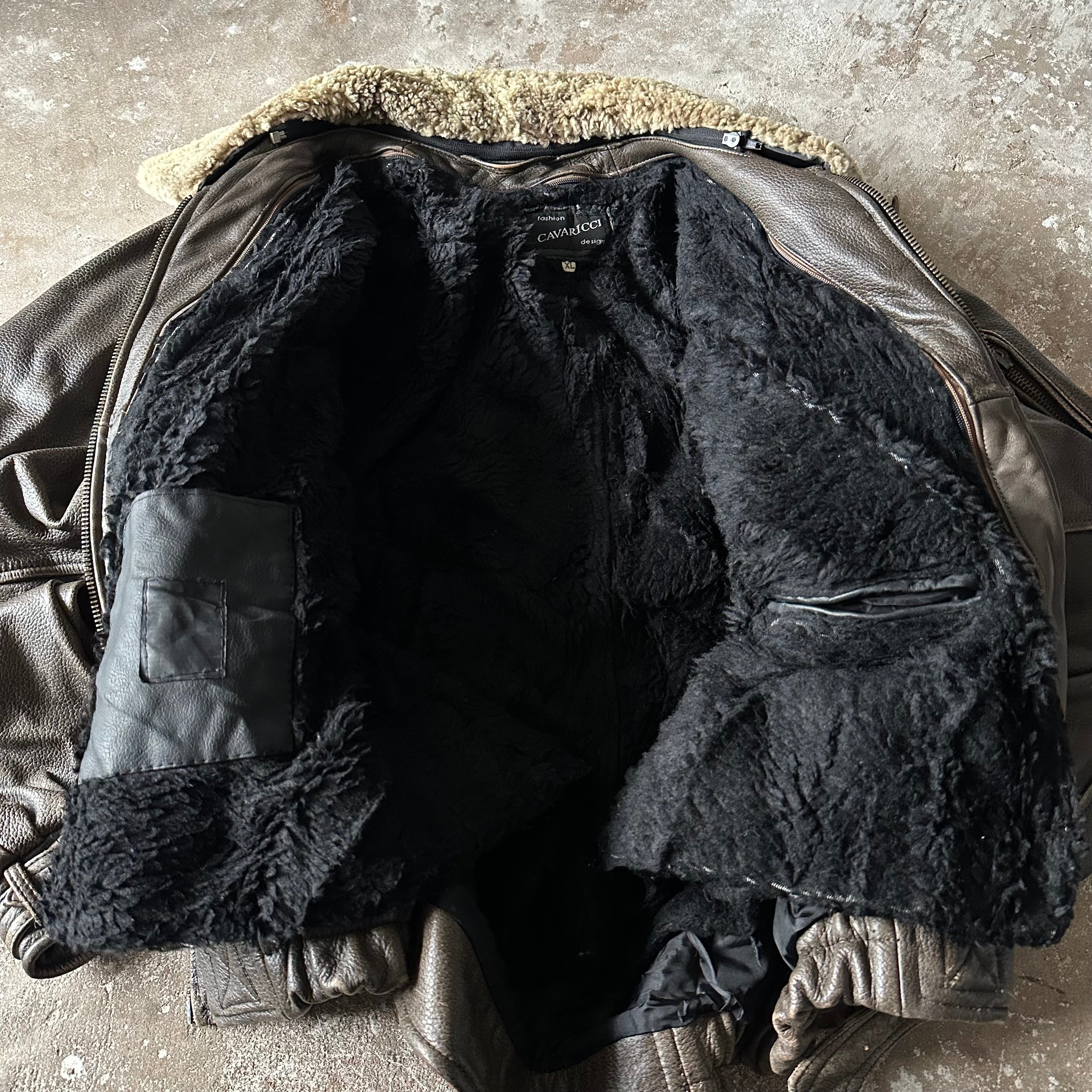 Vintage leather bomber jacket - XL