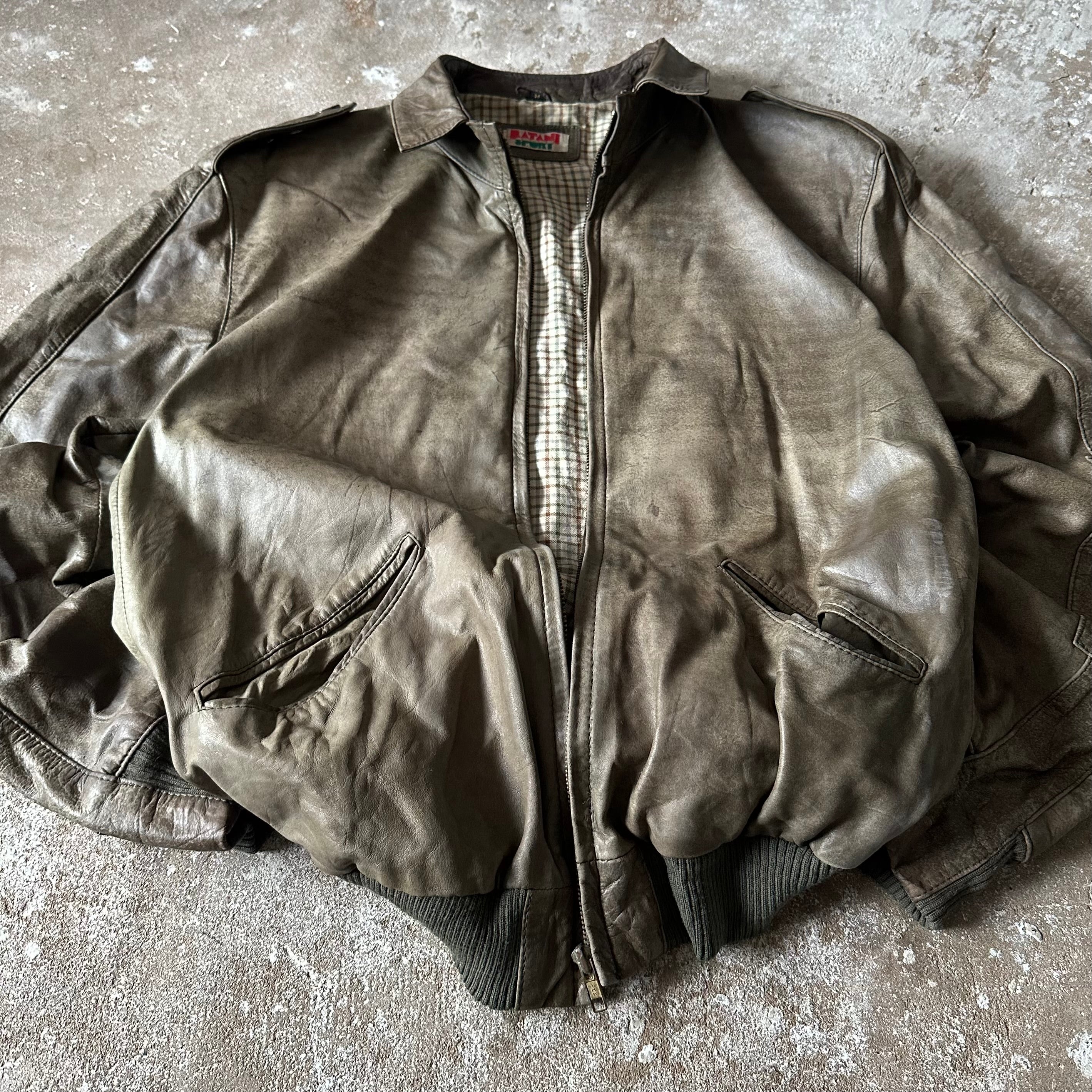 VTG Olive Green Batani Sport Leather Jacket - M