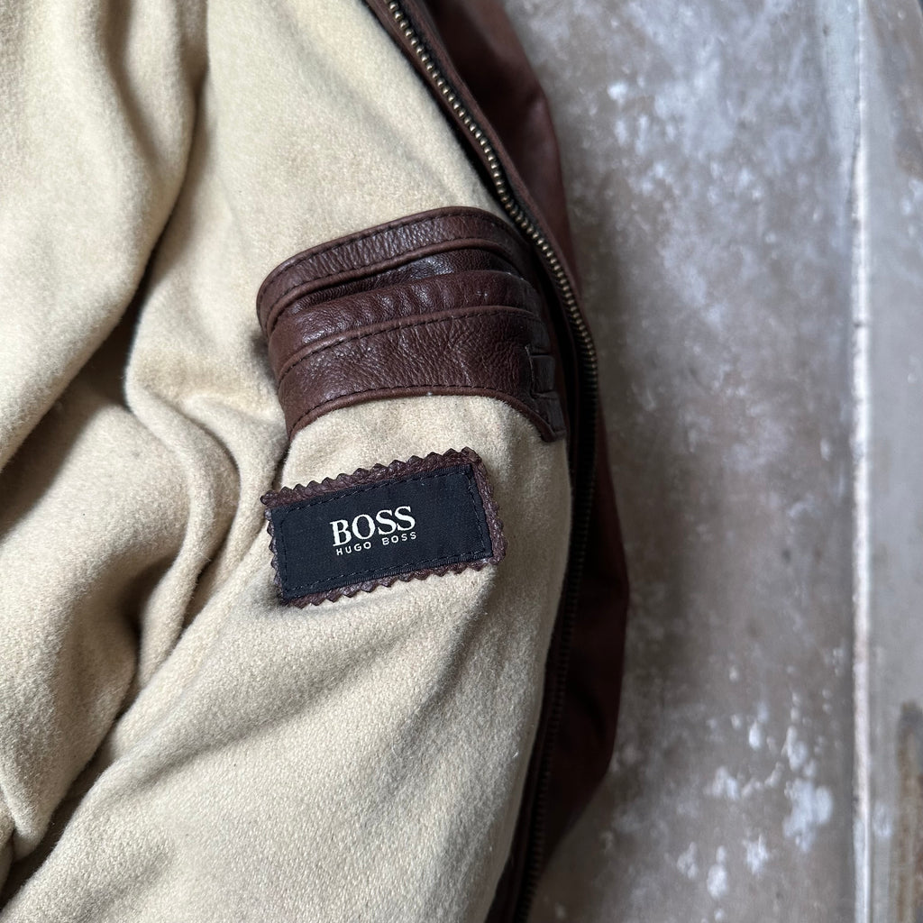VTG Hugo Boss Flight Leather Jacket - XL