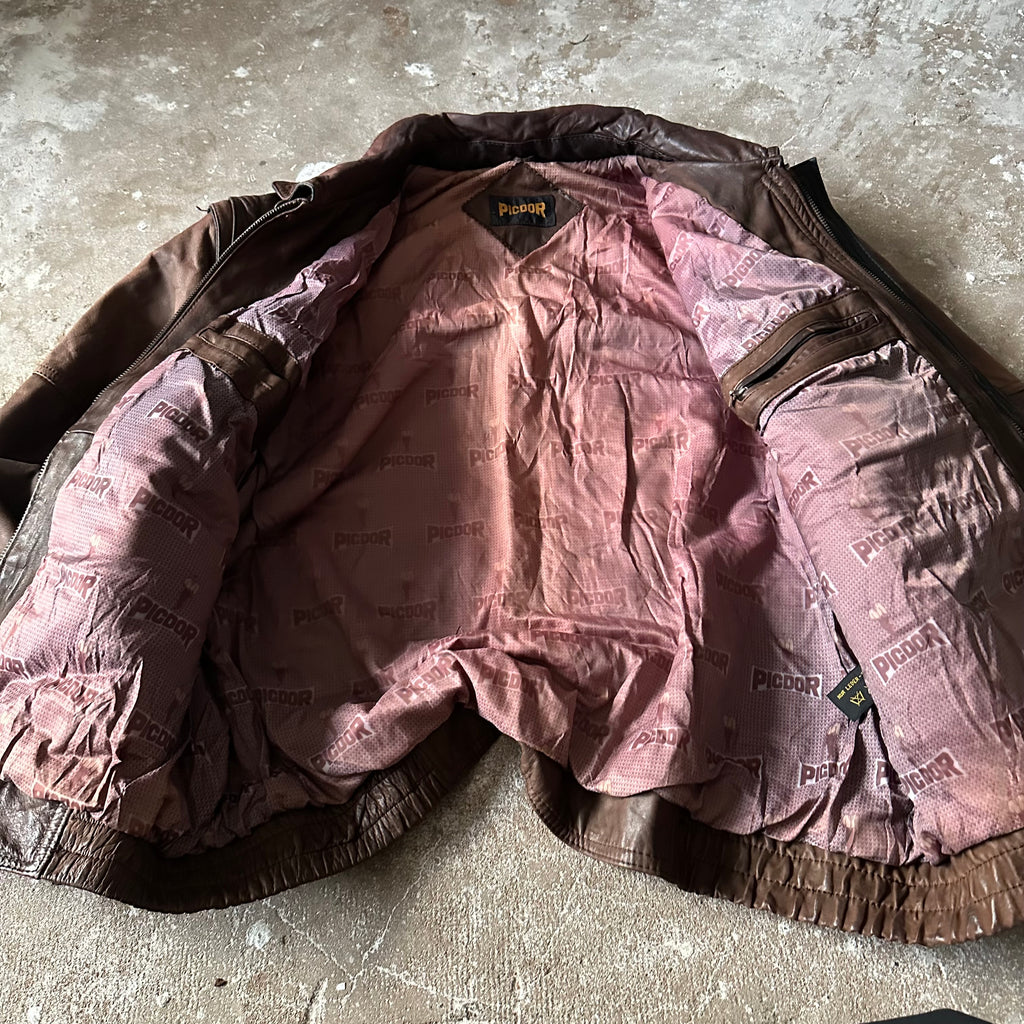 Vintage Brown Leather Jacket - XL