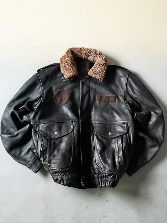 Bomber Heavy Leather Jacket - XL