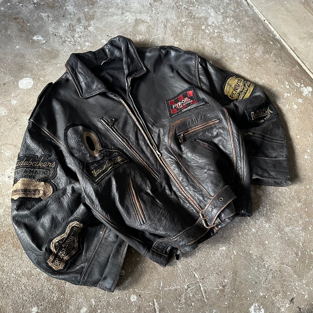 Vintage Rollfast Indianapolis Leather Racing Jacket - M