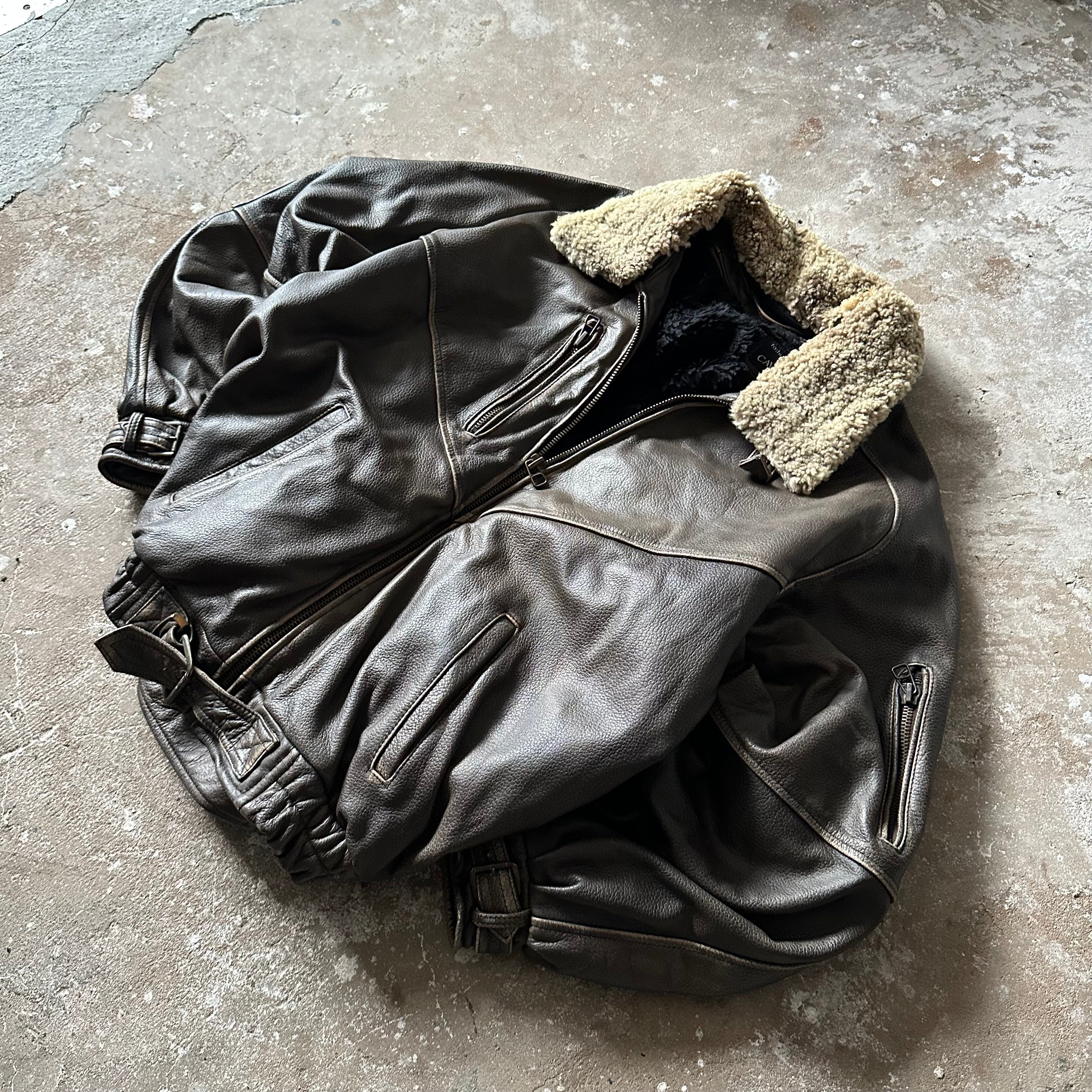 Vintage leather bomber jacket - XL