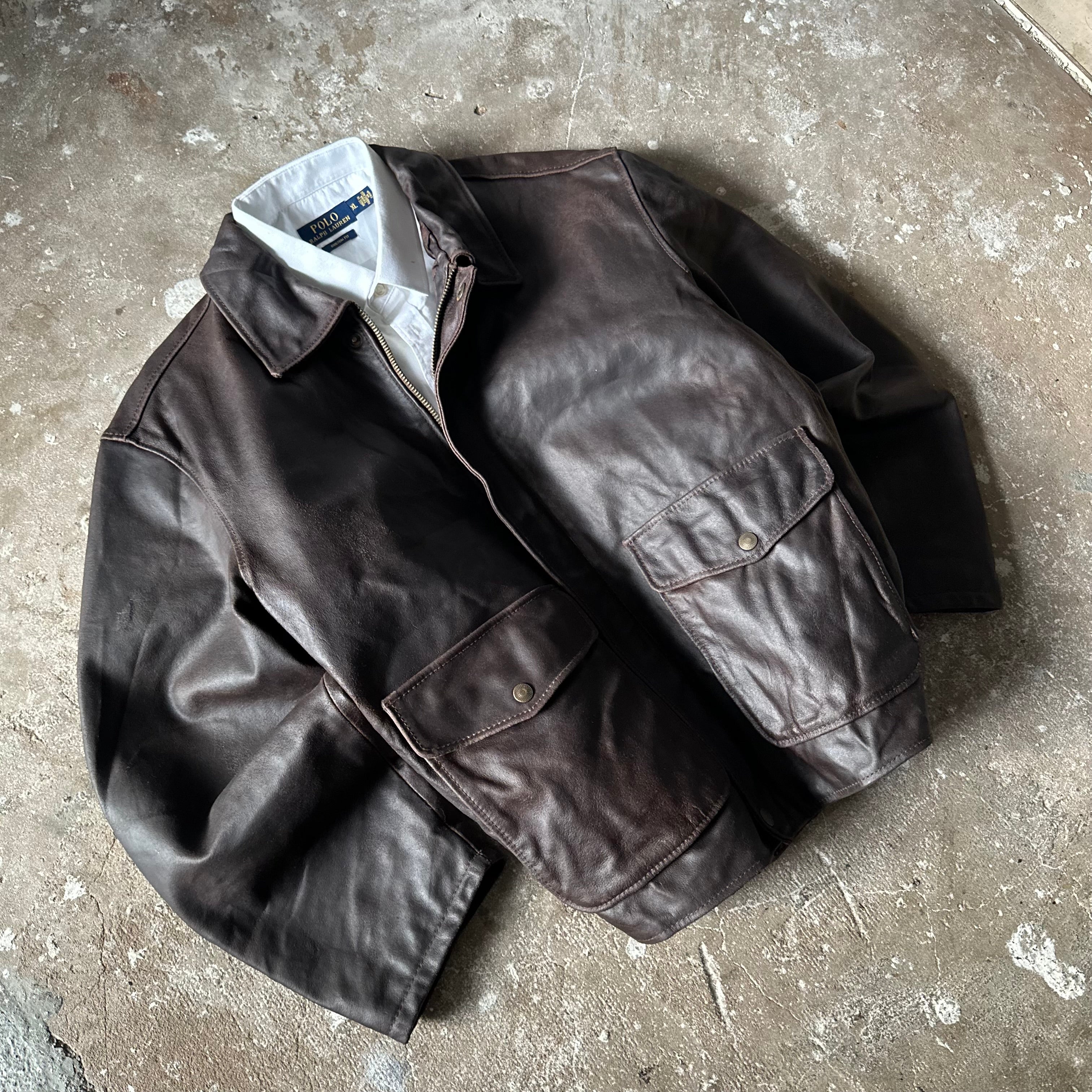 Brown Suede Leather Bomber Jacket - XL