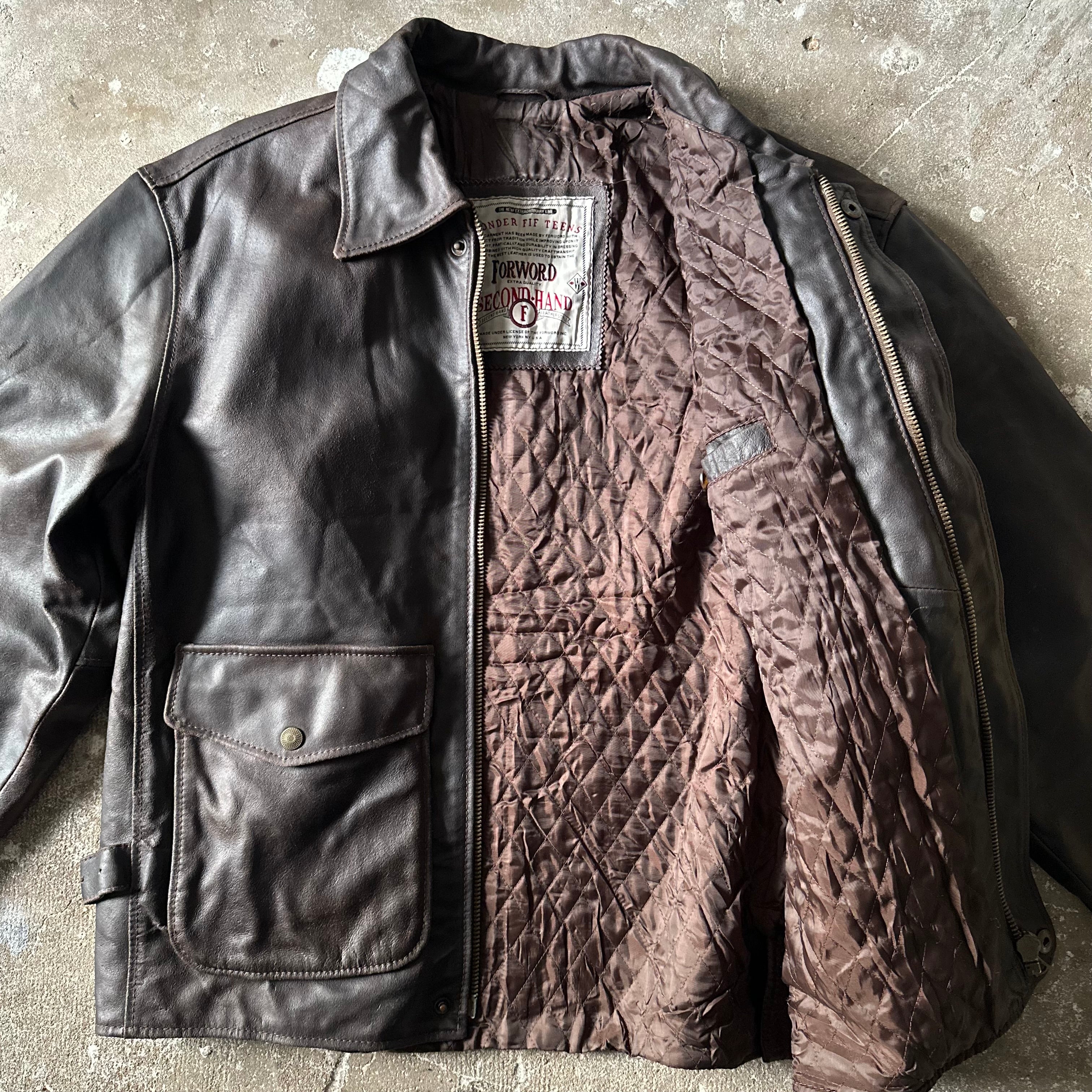Brown Suede Leather Bomber Jacket - XL