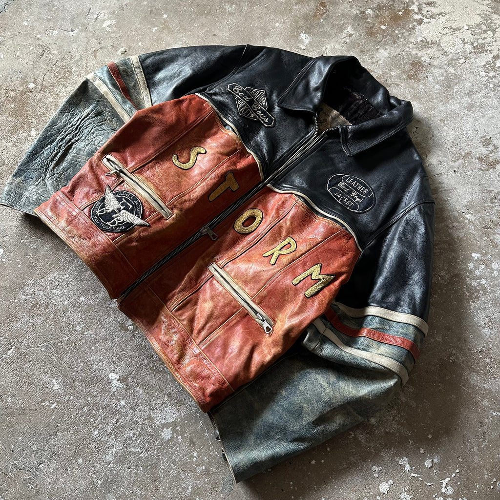 Vintage leather biker jacket - L