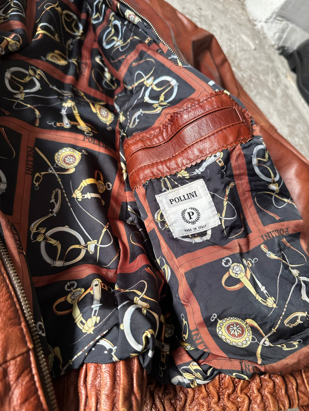 Vintage POLLINI Brown Heavy Leather Jacket - XL