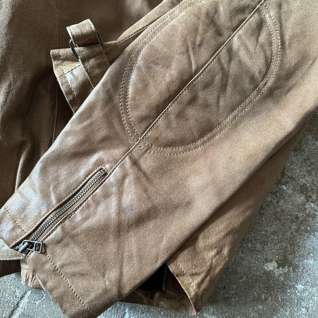 Vintage Brown Racing Suede Leather Jacket - XL