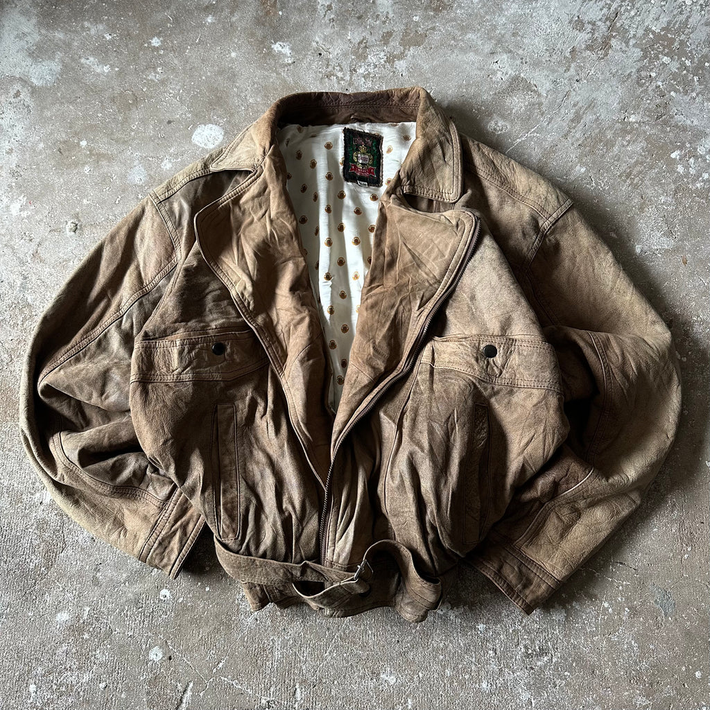 Vintage Bomber Leather Jacket - L