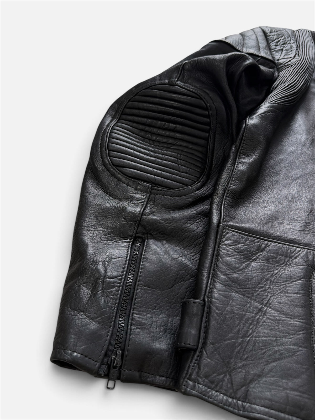 Vintage Padded Leather Motorcycle Jacket- Men’s XL