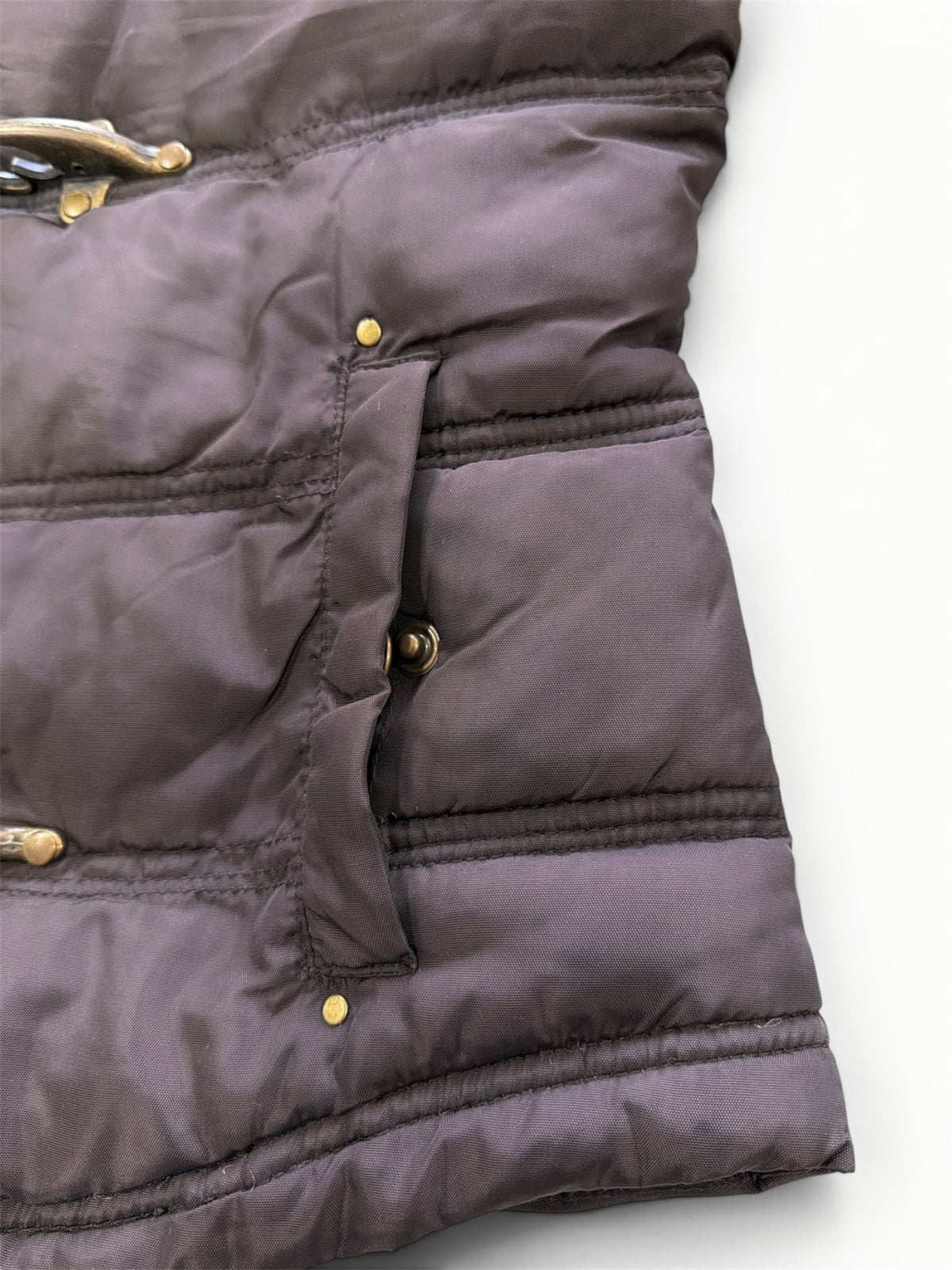 Brown Puffer Jacket with Toggle Clasps, Women's M