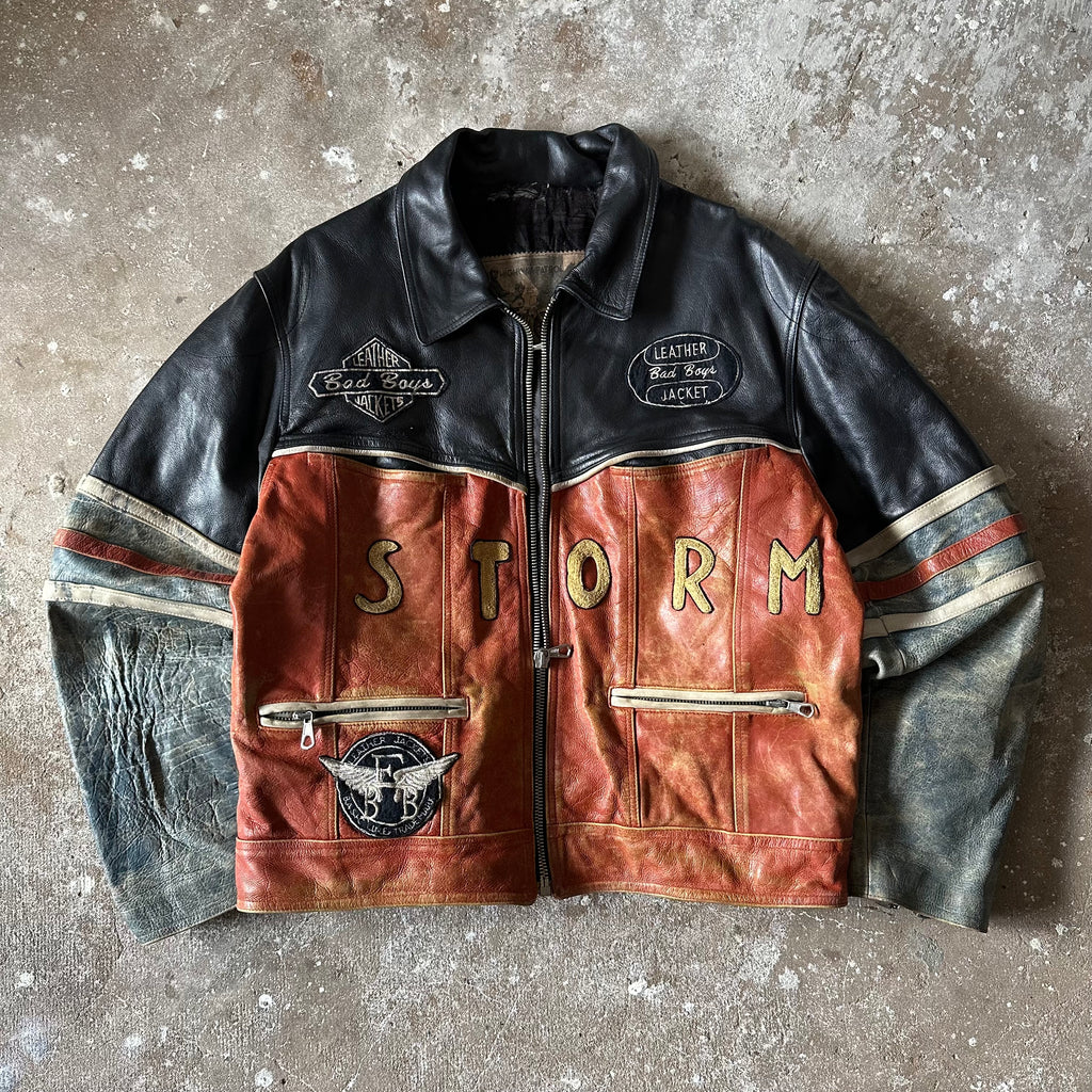 Vintage leather biker jacket - L