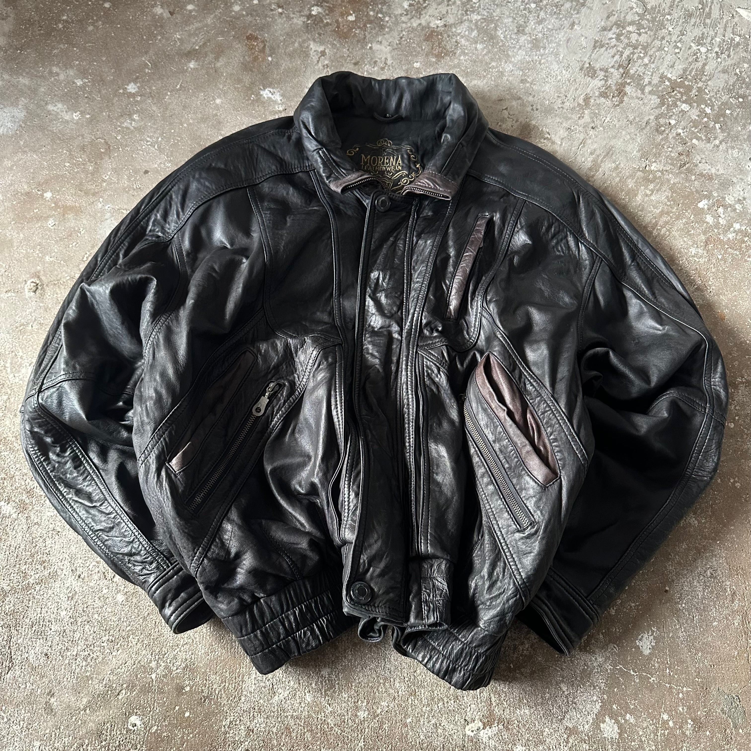 Vintage Italian Black Leather Jacket - XL