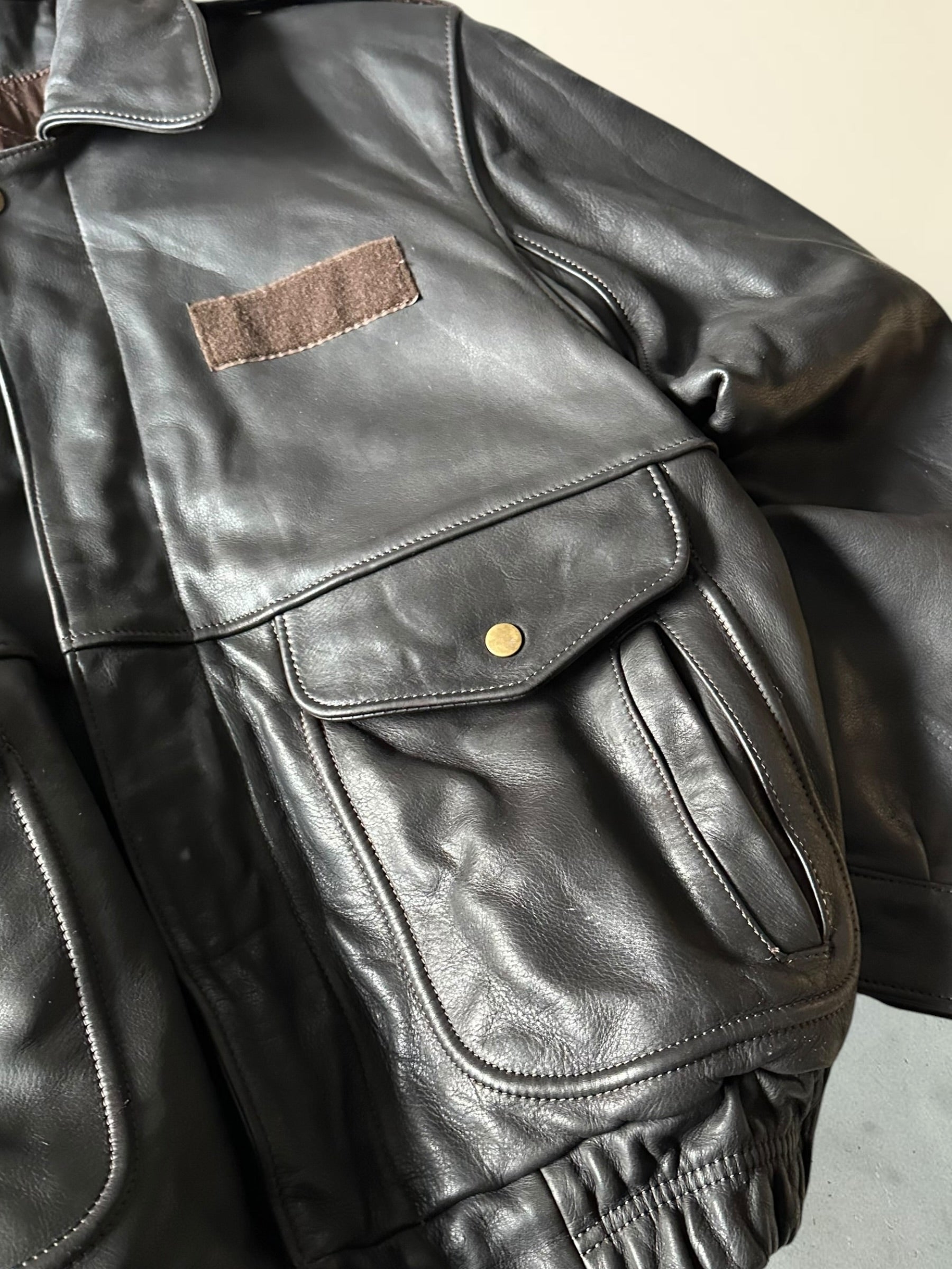 Bomber Heavy Leather Jacket - XL
