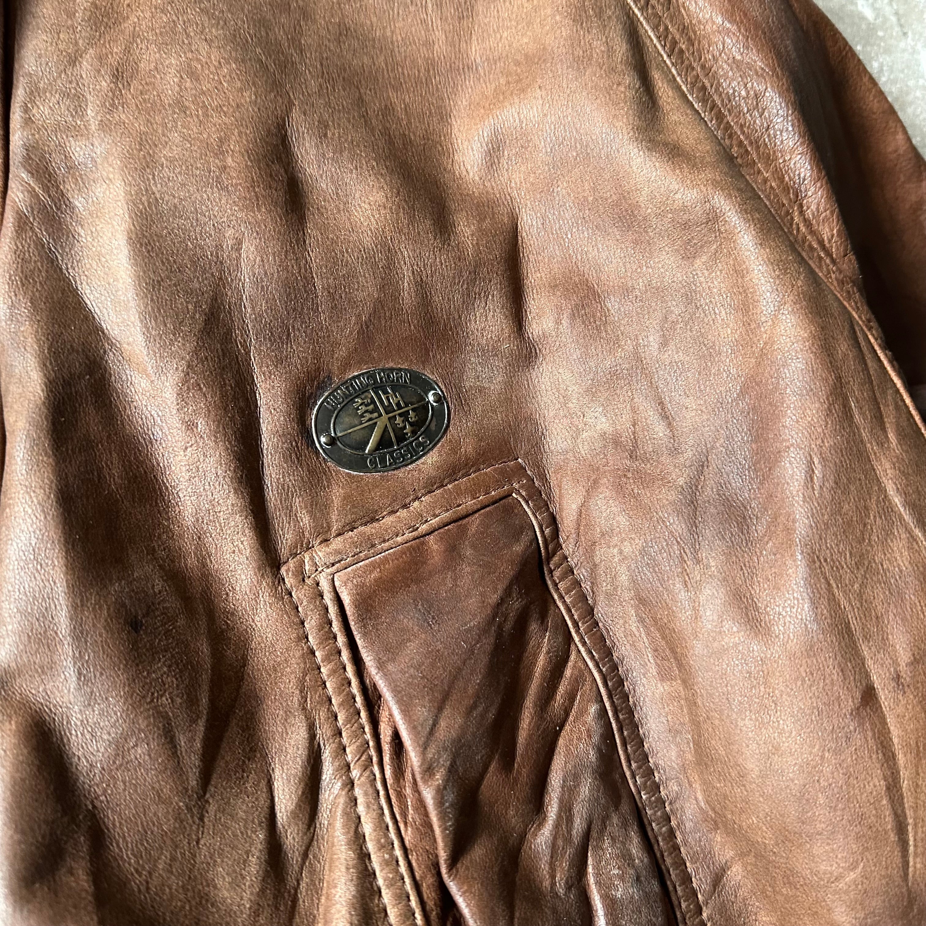 Hunting Boxy Brown Leather Jacket - L