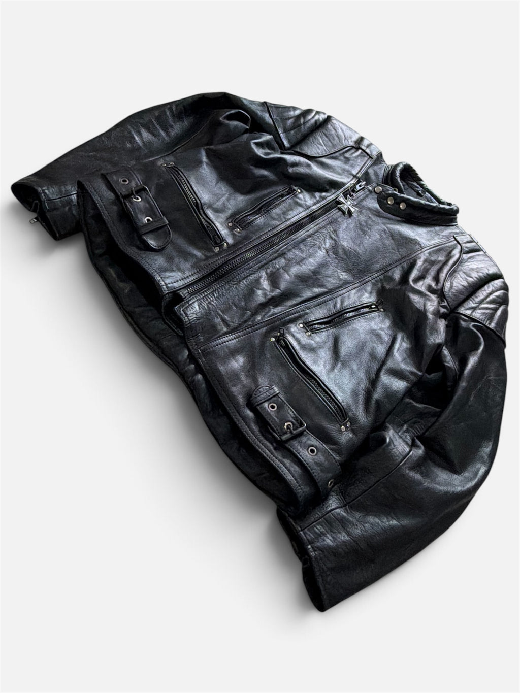 Vintage Padded Leather Motorcycle Jacket- Men’s XL