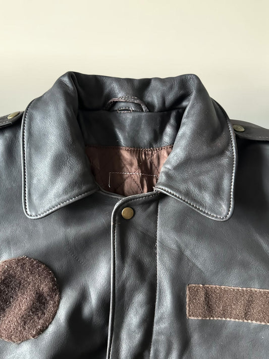 Bomber Heavy Leather Jacket - XL