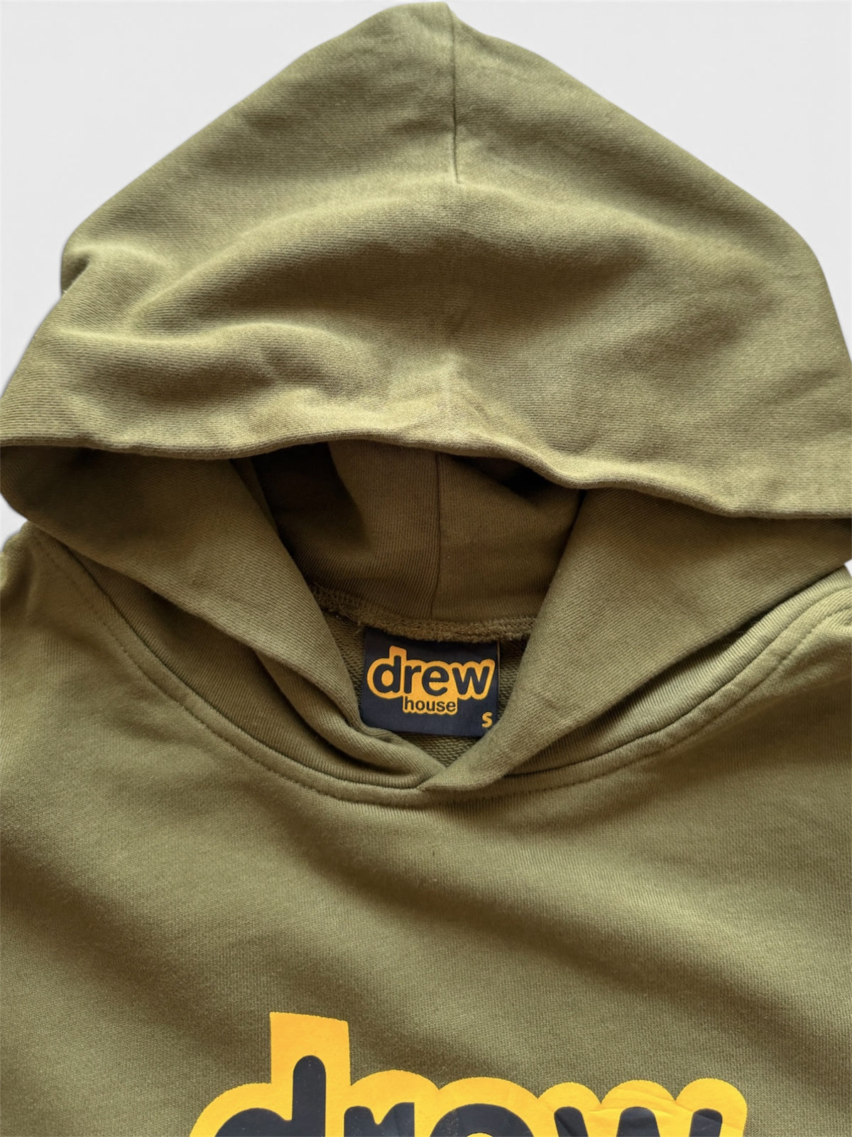 Drew House Secret Hoodie Olive Green Yellow Logo Oversized- S