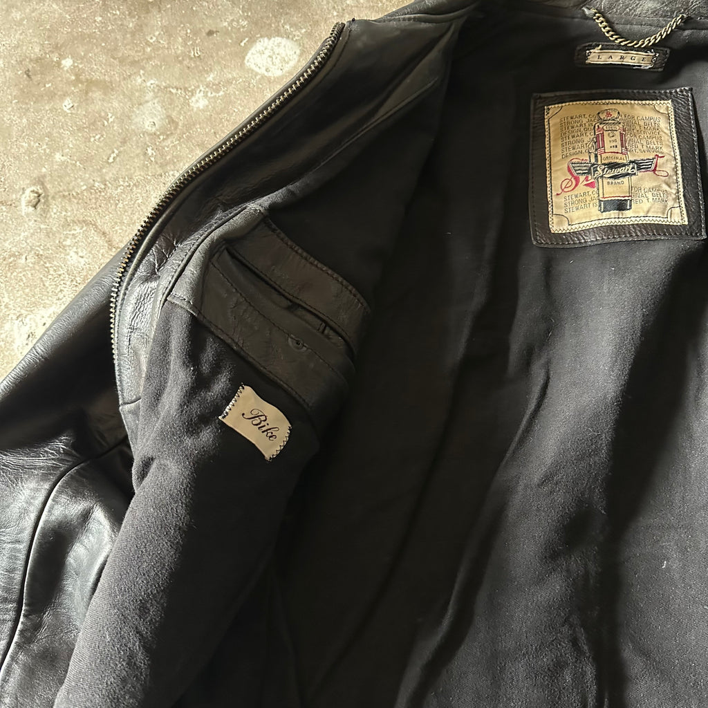 Vintage Stewart Heavyweight Biker Leather Jacket - L