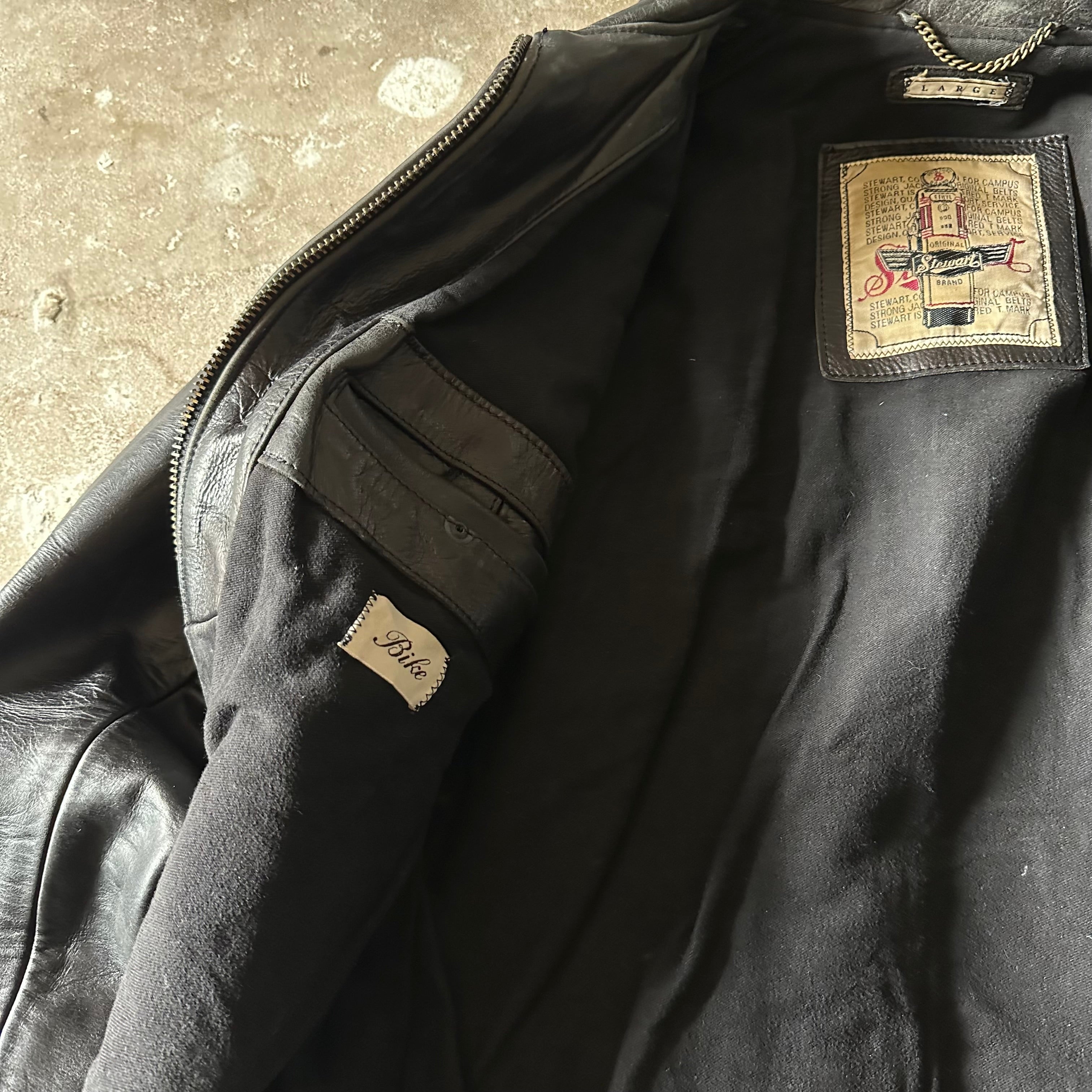 Vintage Stewart Heavyweight Biker Leather Jacket - L
