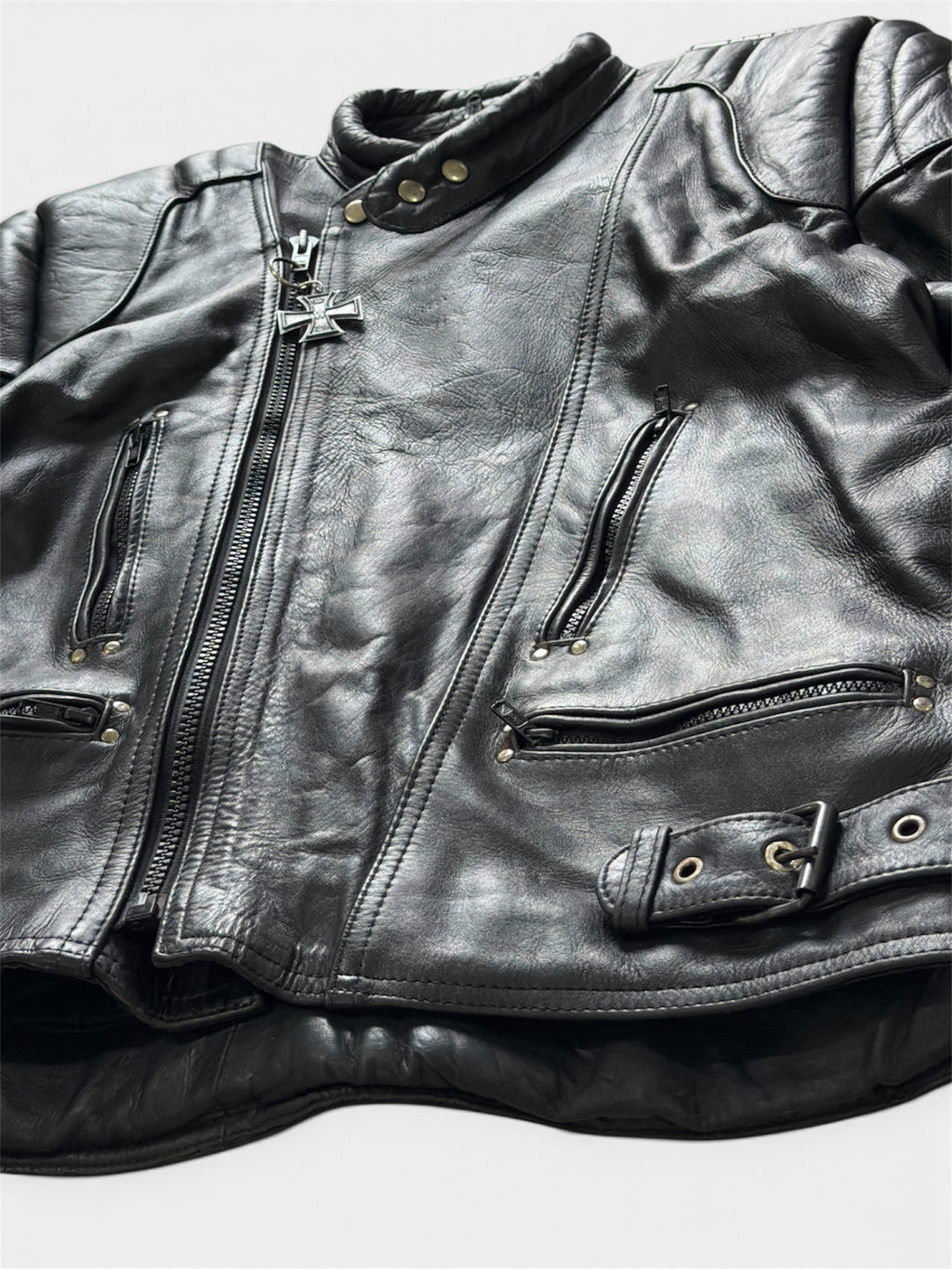 Vintage Padded Leather Motorcycle Jacket- Men’s XL