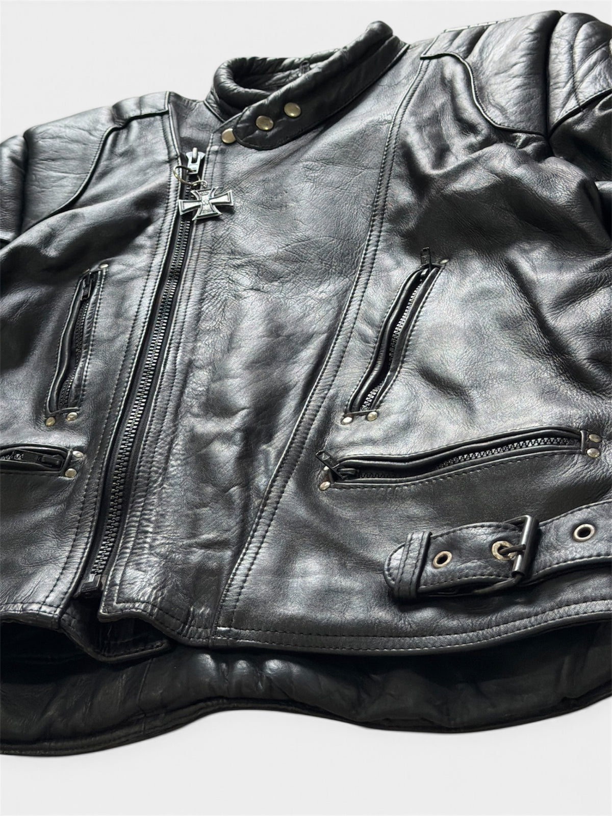 Vintage Padded Leather Motorcycle Jacket- Men’s XL