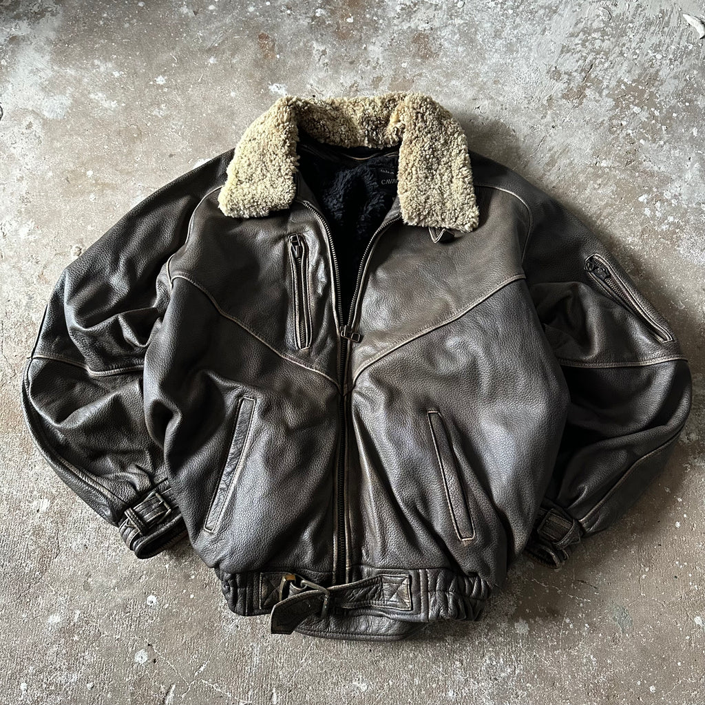 Vintage leather bomber jacket - XL