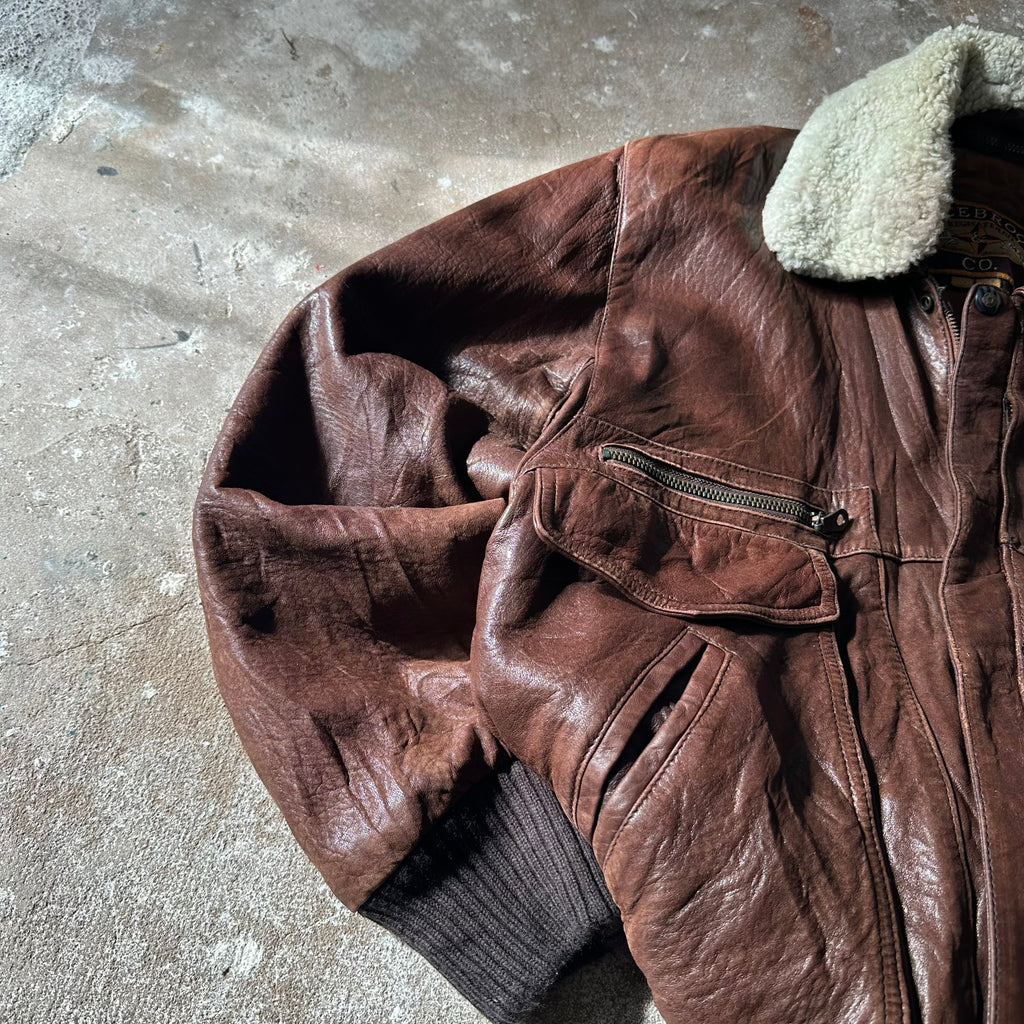 Vintage Aviator Brown Leather Jacket - M