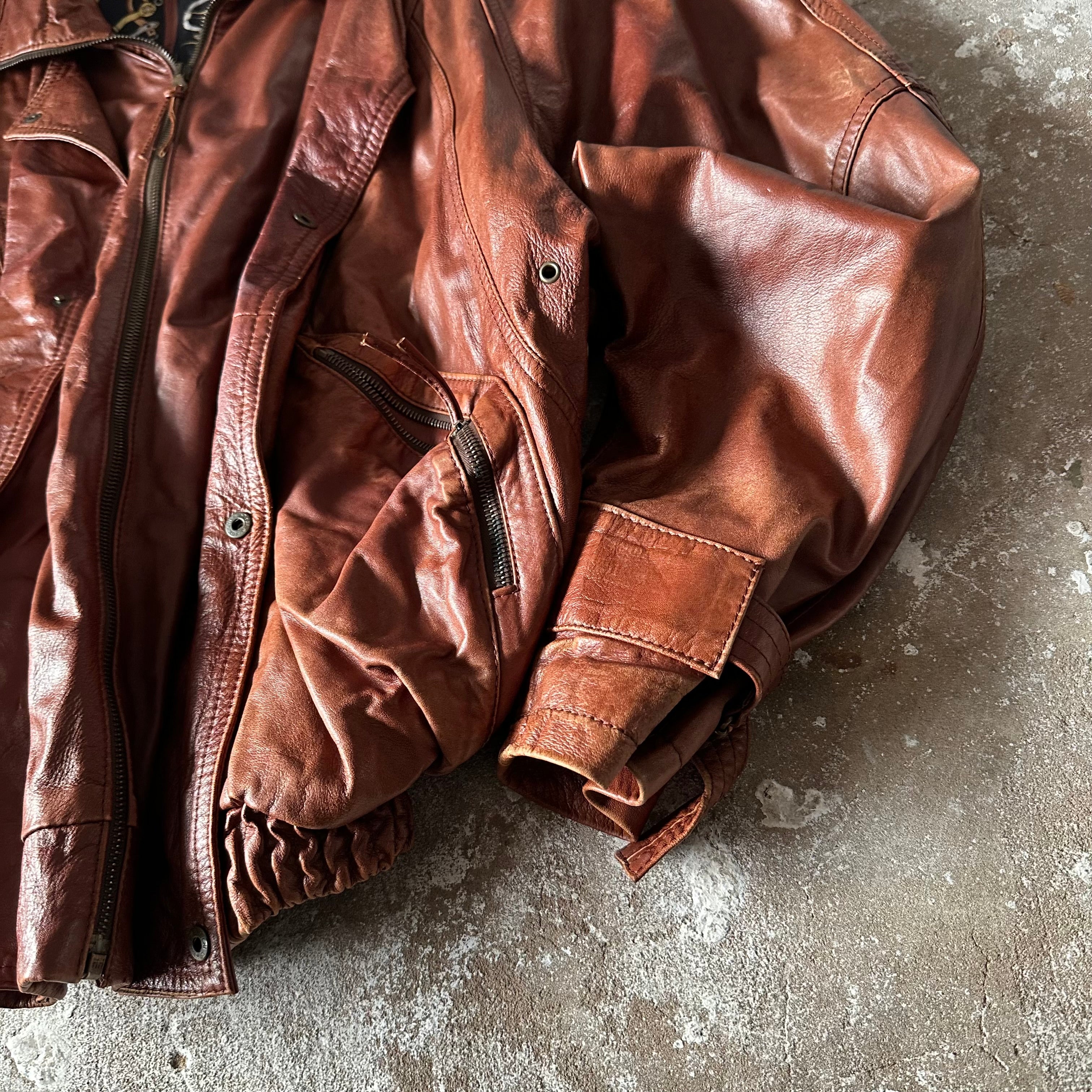 Vintage POLLINI Brown Heavy Leather Jacket - XL