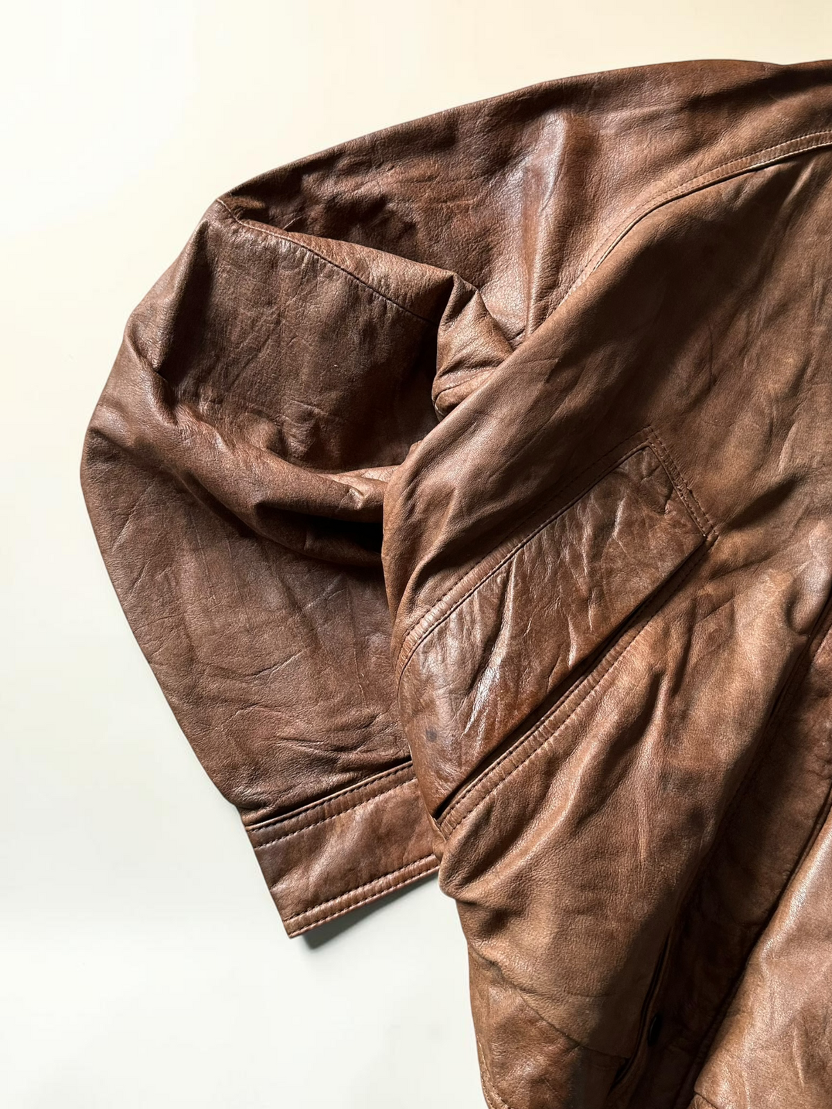 Hunting Boxy Brown Leather Jacket - L