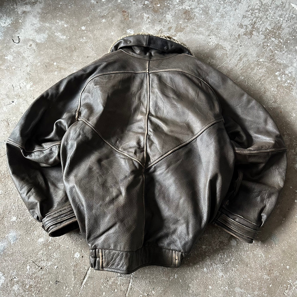 Vintage leather bomber jacket - XL