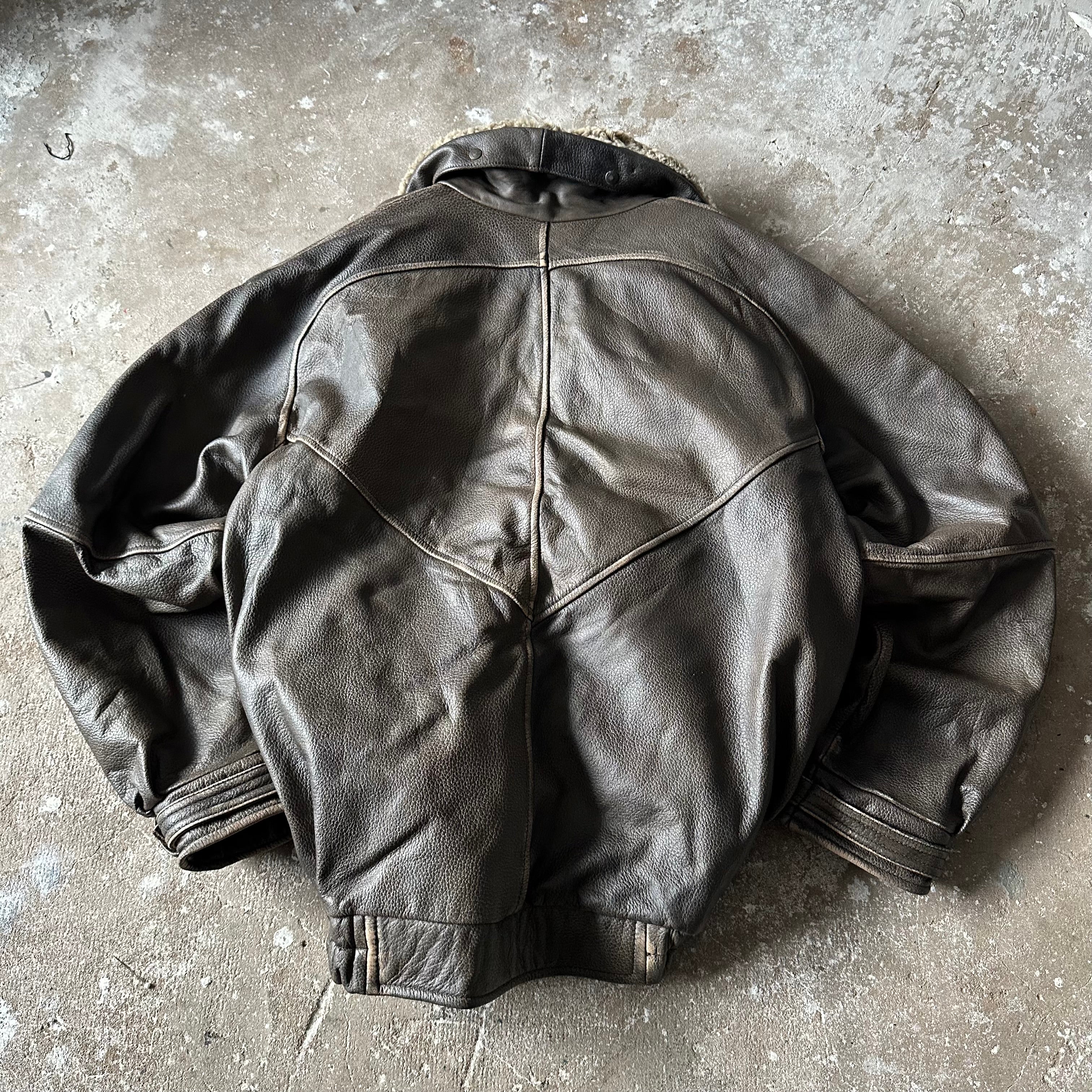Vintage leather bomber jacket - XL