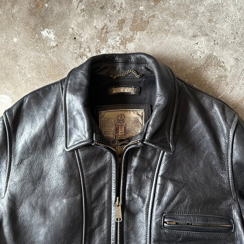 Vintage Stewart Heavyweight Biker Leather Jacket - L