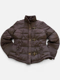 Brown Puffer Jacket with Toggle Clasps, Women's M