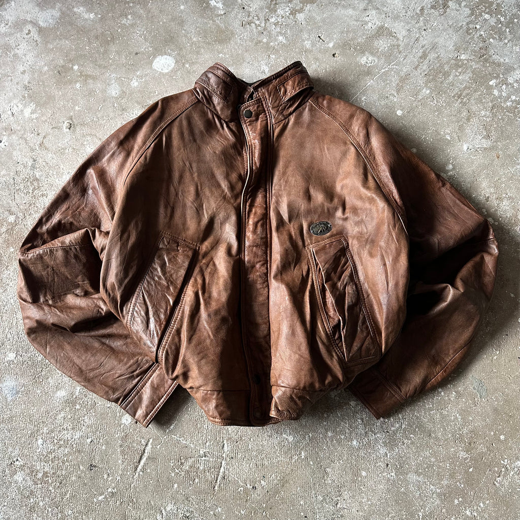 Hunting Boxy Brown Leather Jacket - L