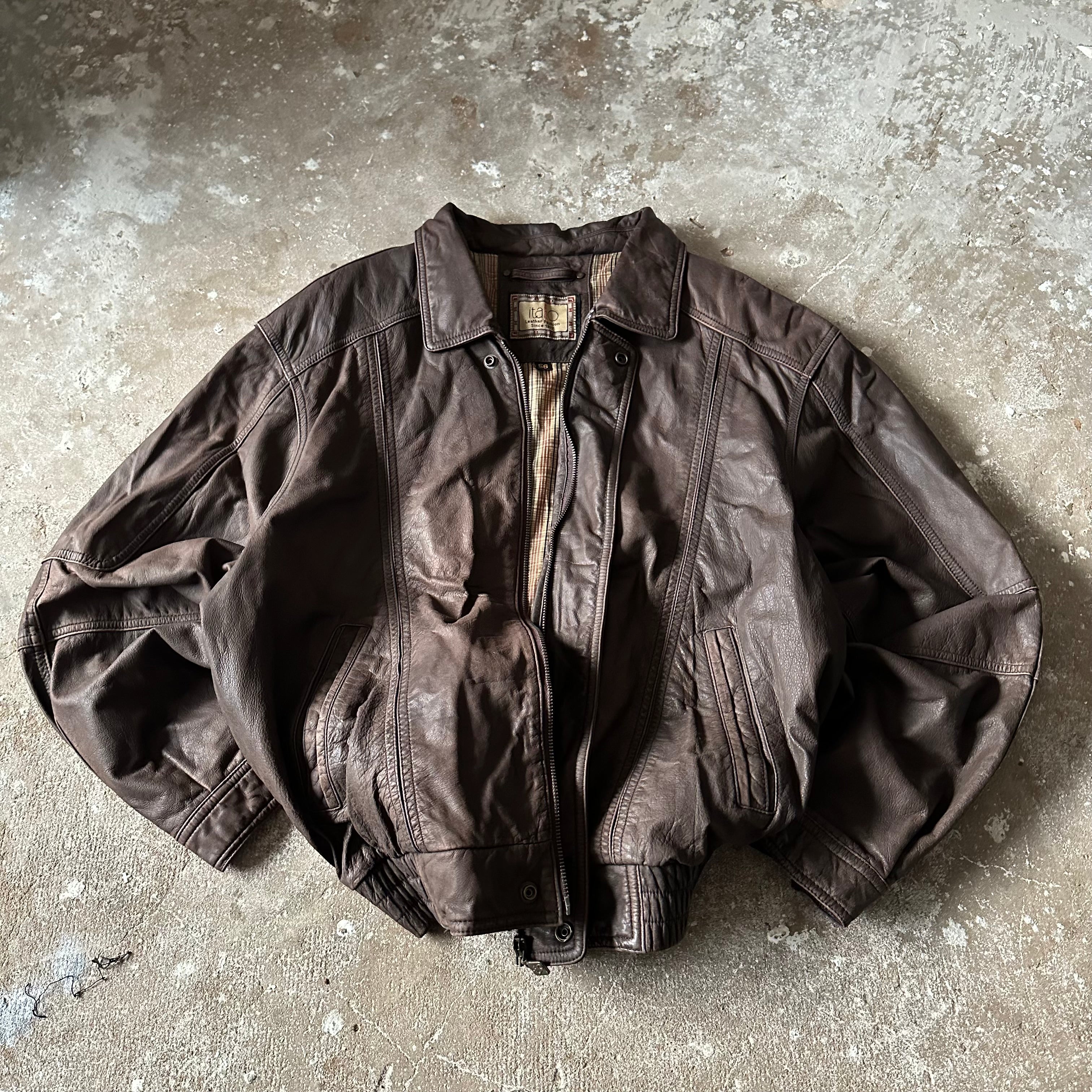 Vintage Italo Brown Leather Jacket - XL