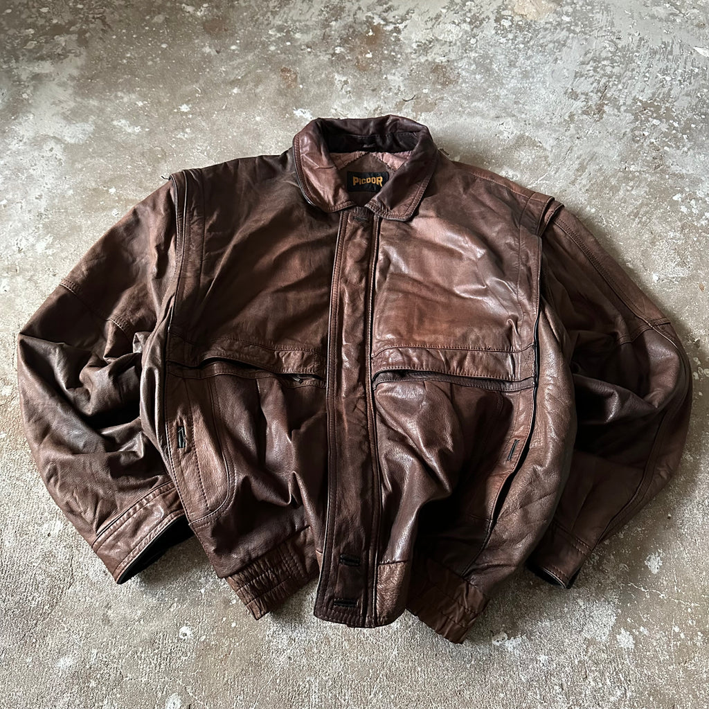 Vintage Brown Leather Jacket - XL