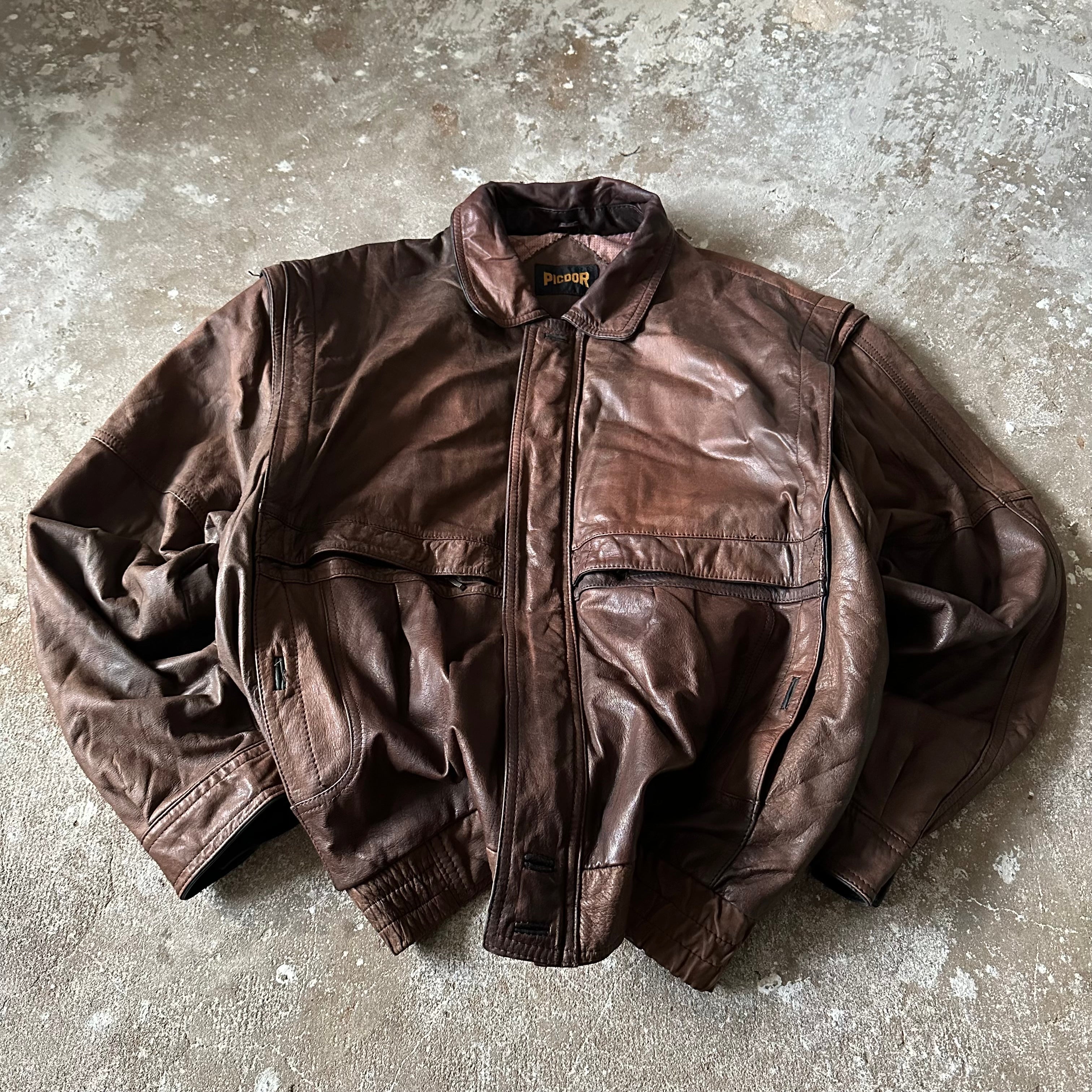 Vintage Brown Leather Jacket - XL