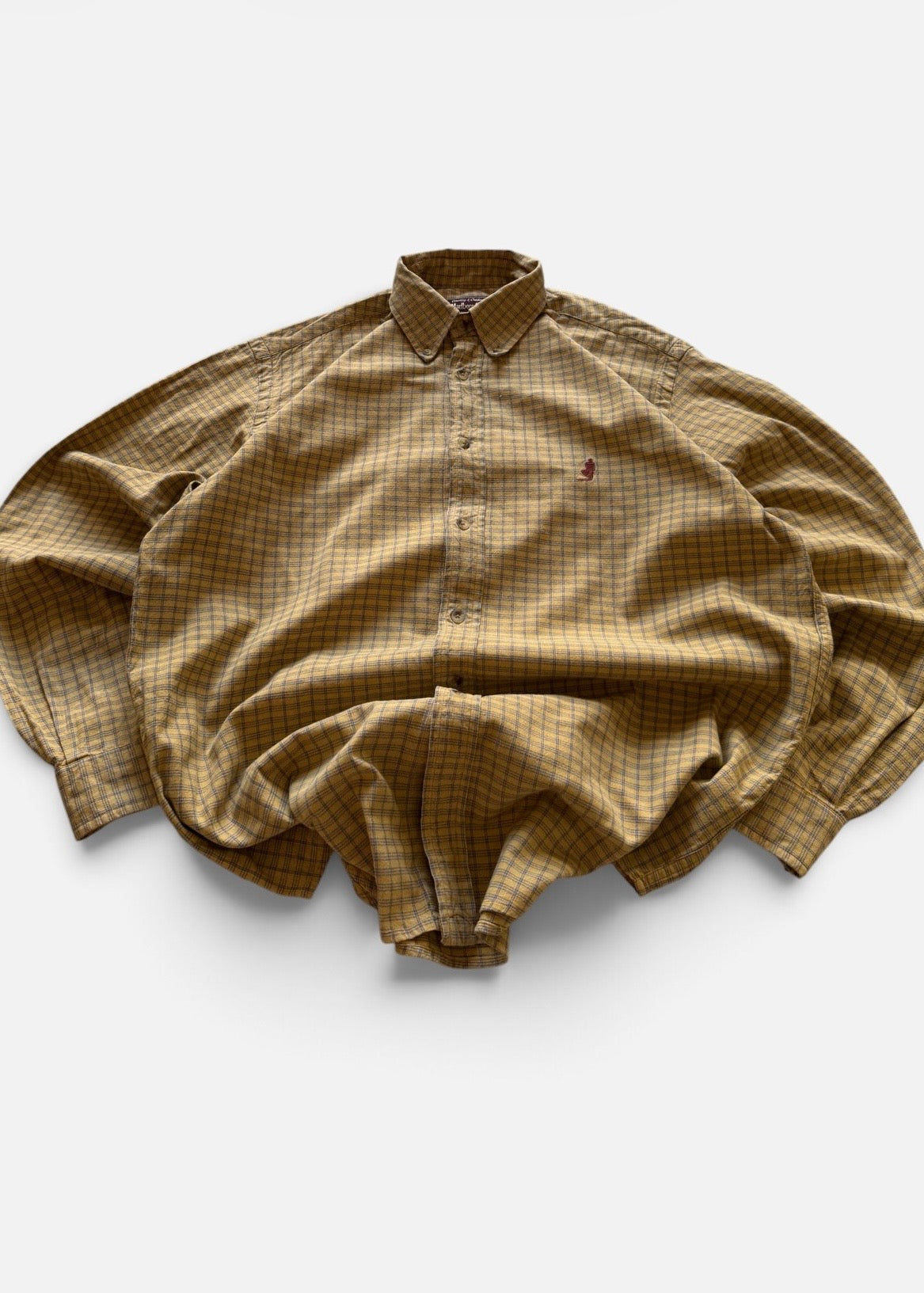Vintage 90s Marlboro Classics Button Down Shirt Mustard Yellow Check- Men’s L