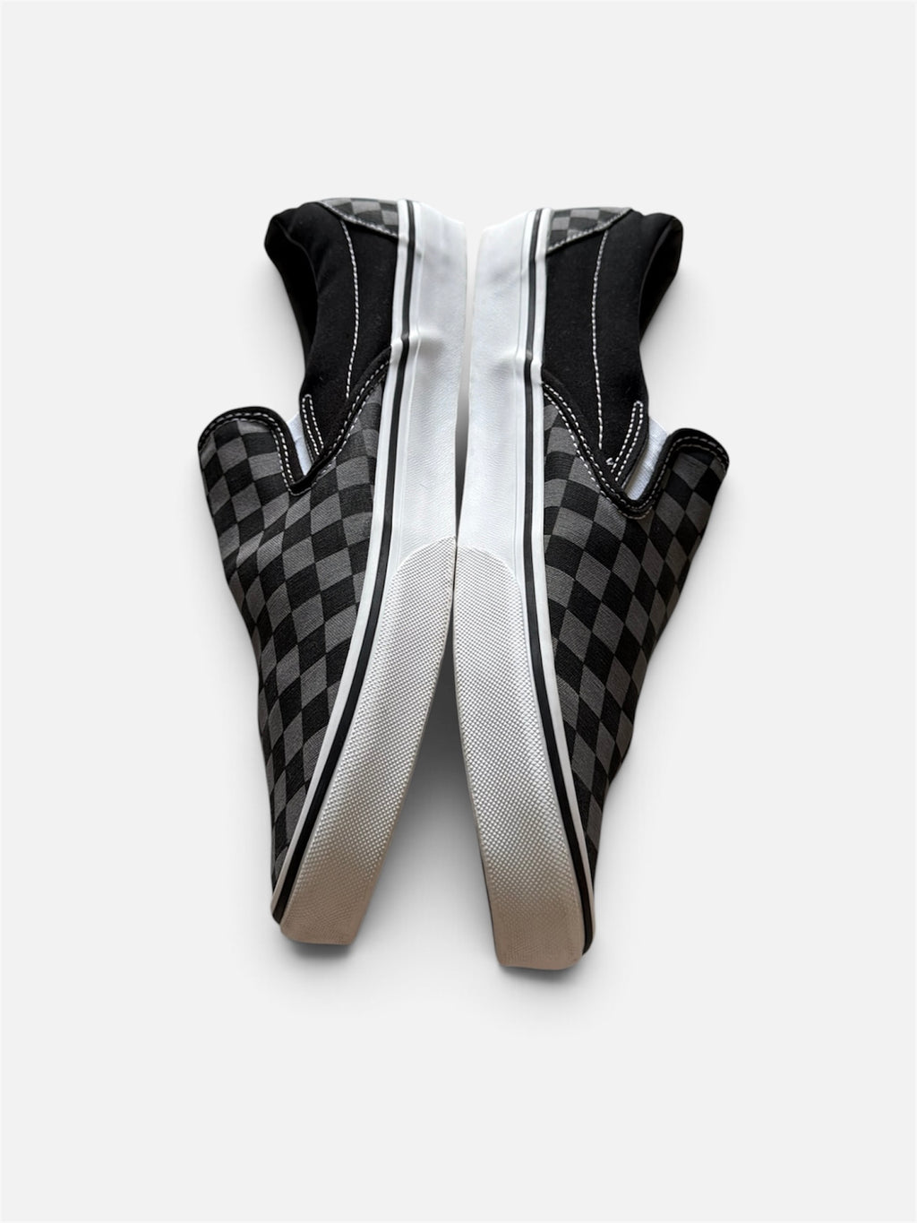 Vans Classic Slip-On Checkerboard Black Gray Canvas Sneakers- 48