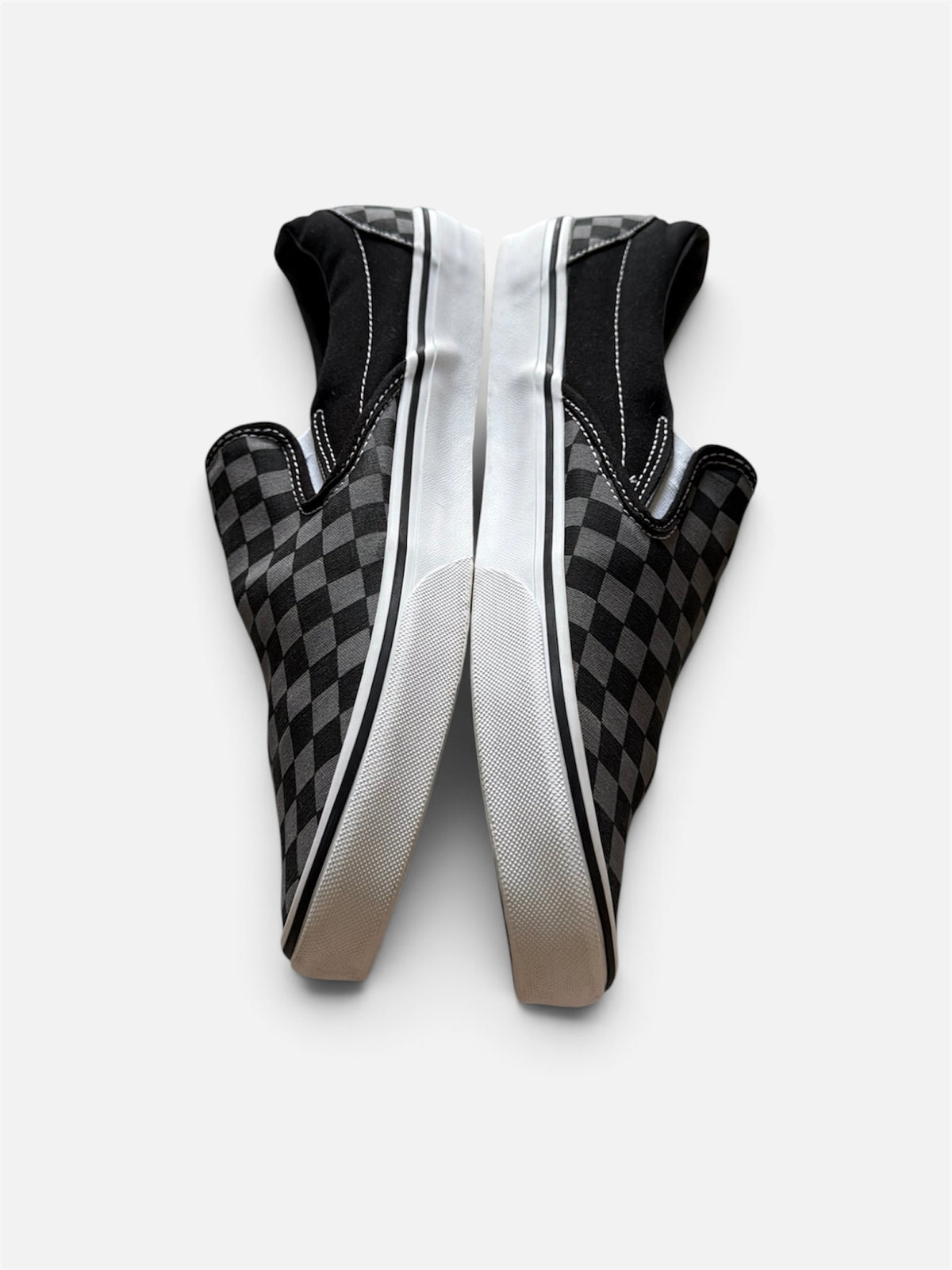 Vans Classic Slip-On Checkerboard Black Gray Canvas Sneakers- 48