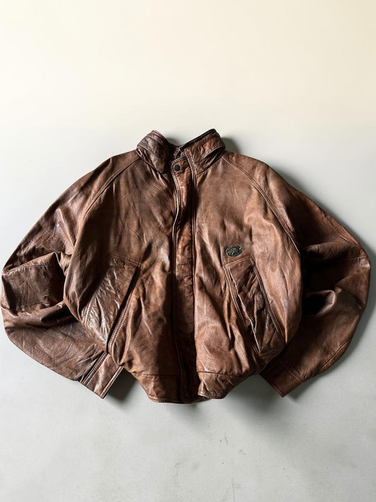 Hunting Boxy Brown Leather Jacket - L