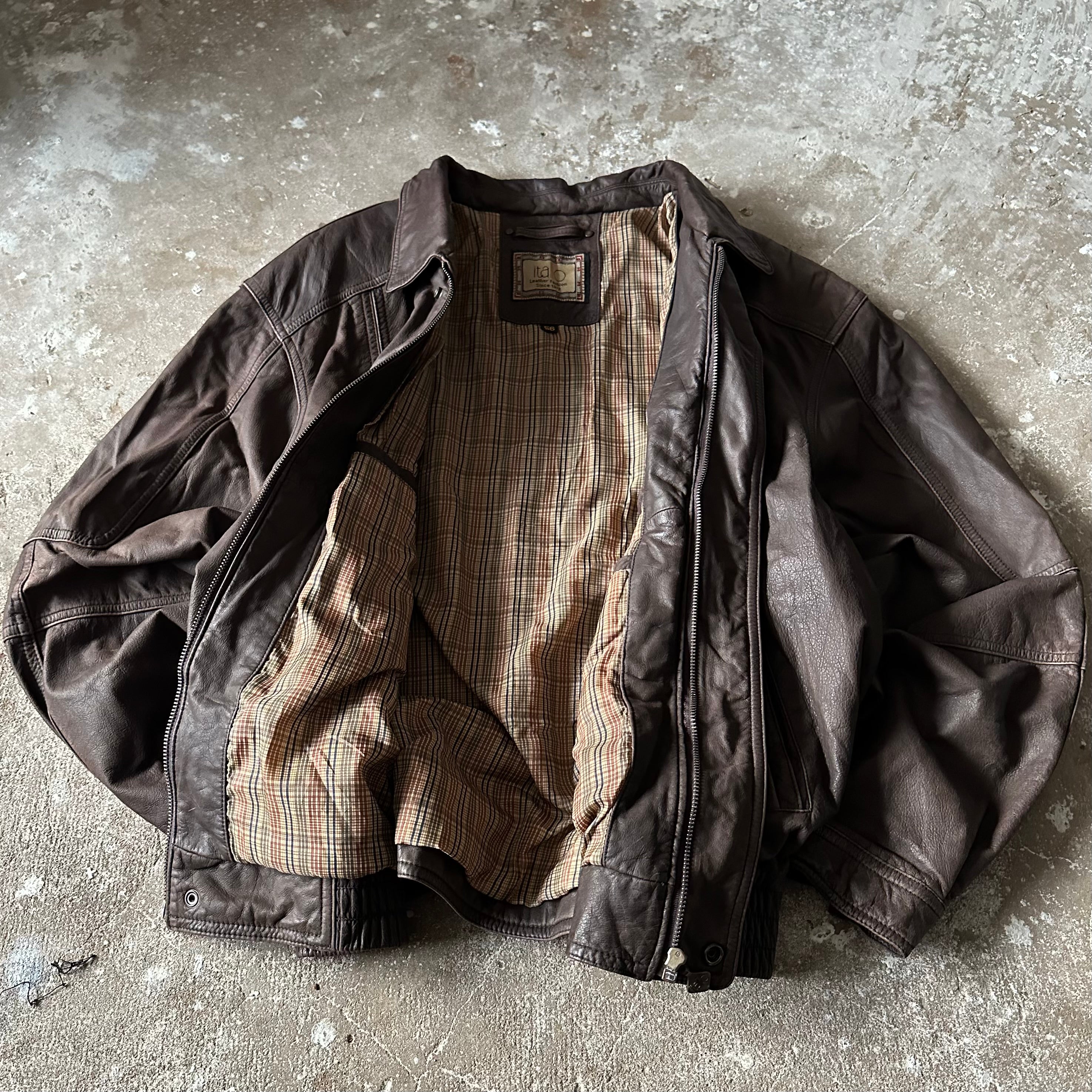 Vintage Italo Brown Leather Jacket - XL