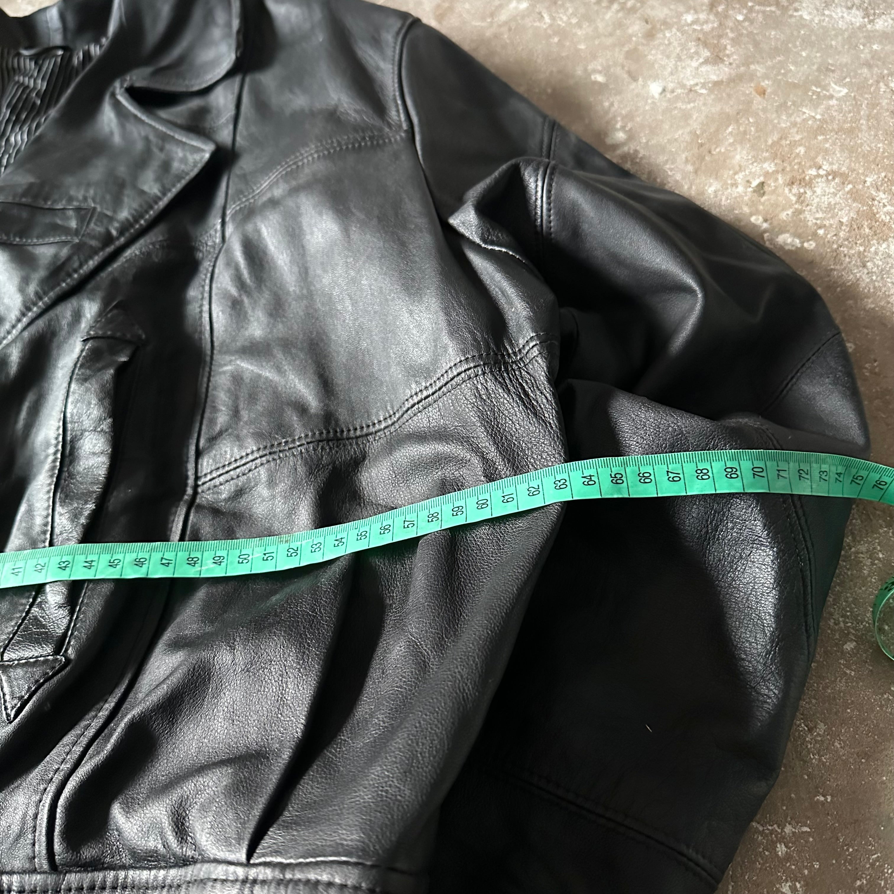 Black Bomber Leather Jacket - L