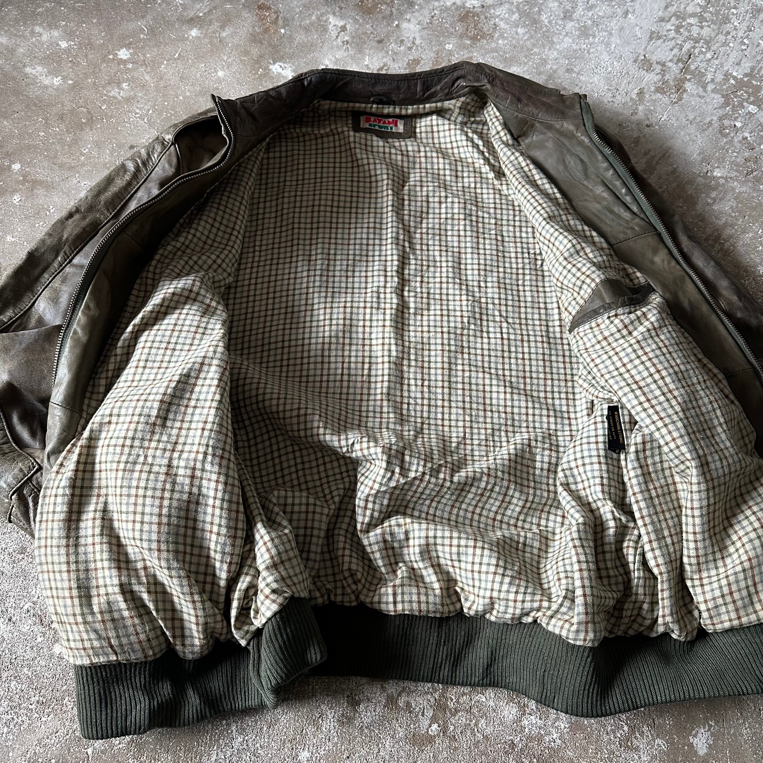 VTG Olive Green Batani Sport Leather Jacket - M
