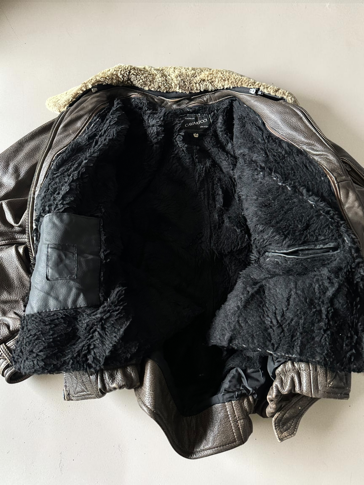 Vintage leather bomber jacket - XL