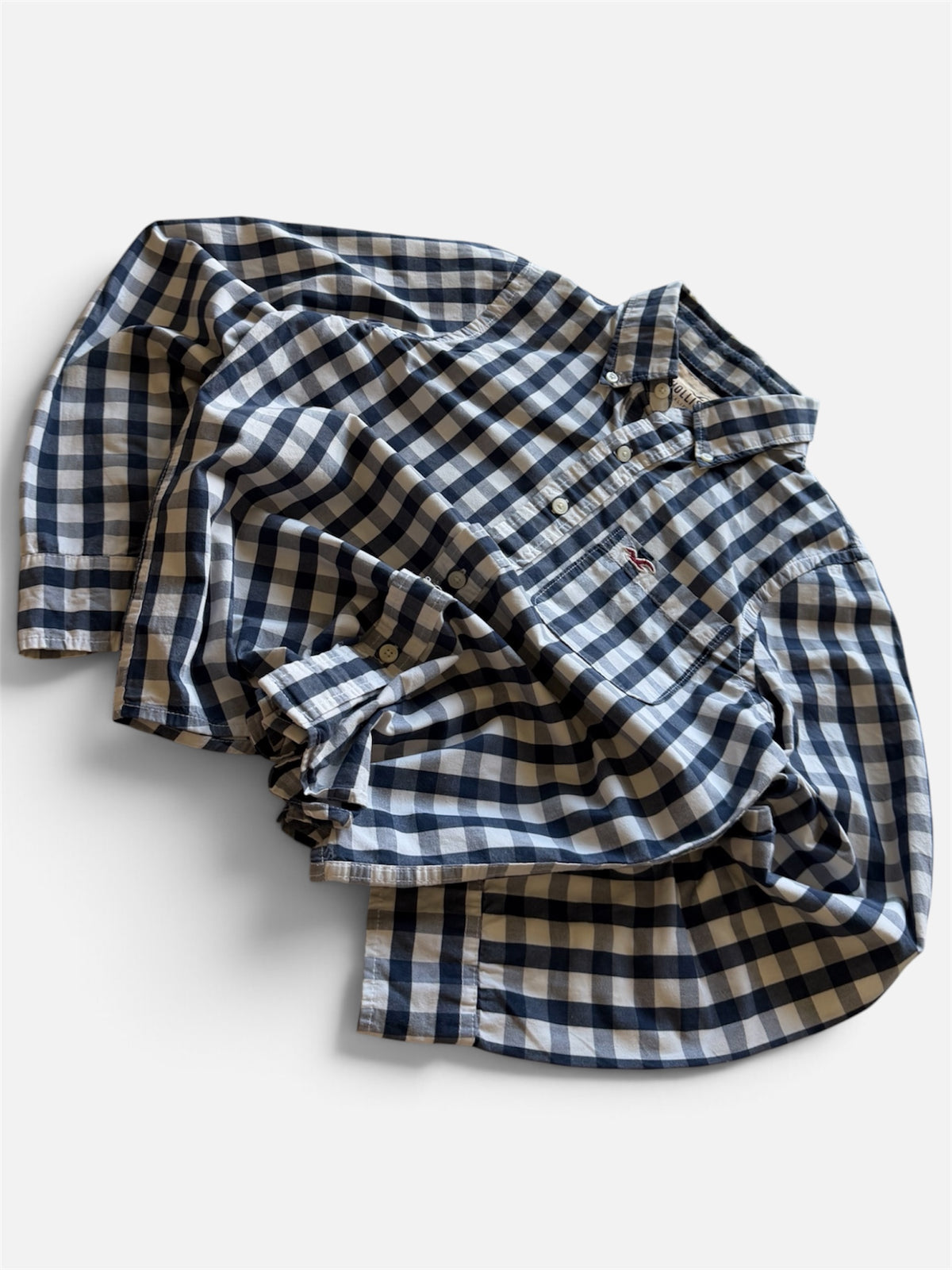 Hollister Navy & White Button-Down Shirt- S