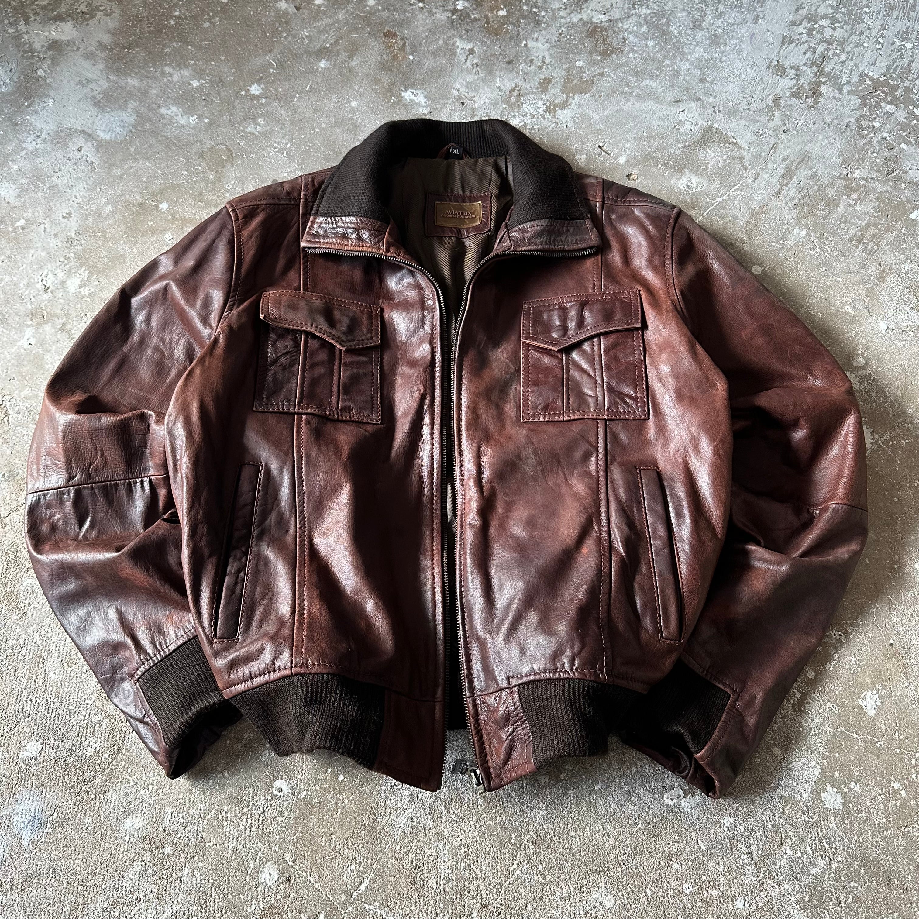 Aviatrix Brown Leather Jacket - XL