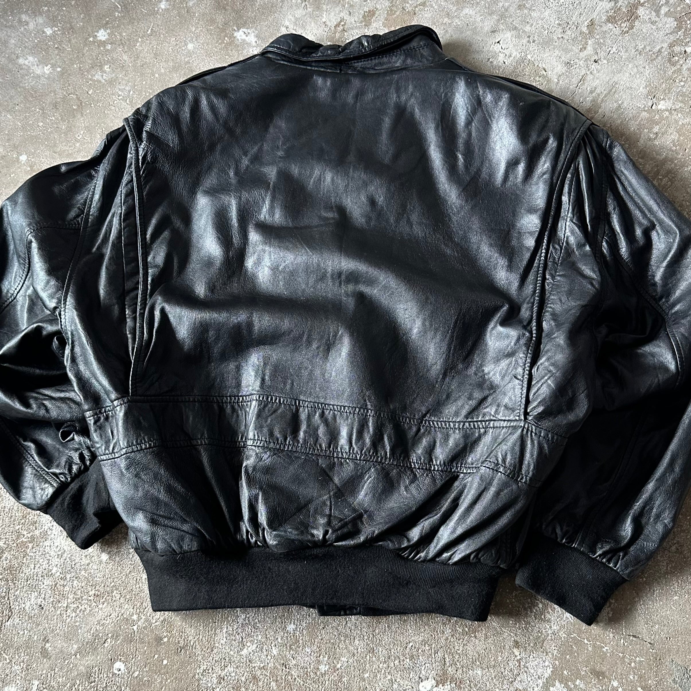 Black Classic Leather Jacket - L
