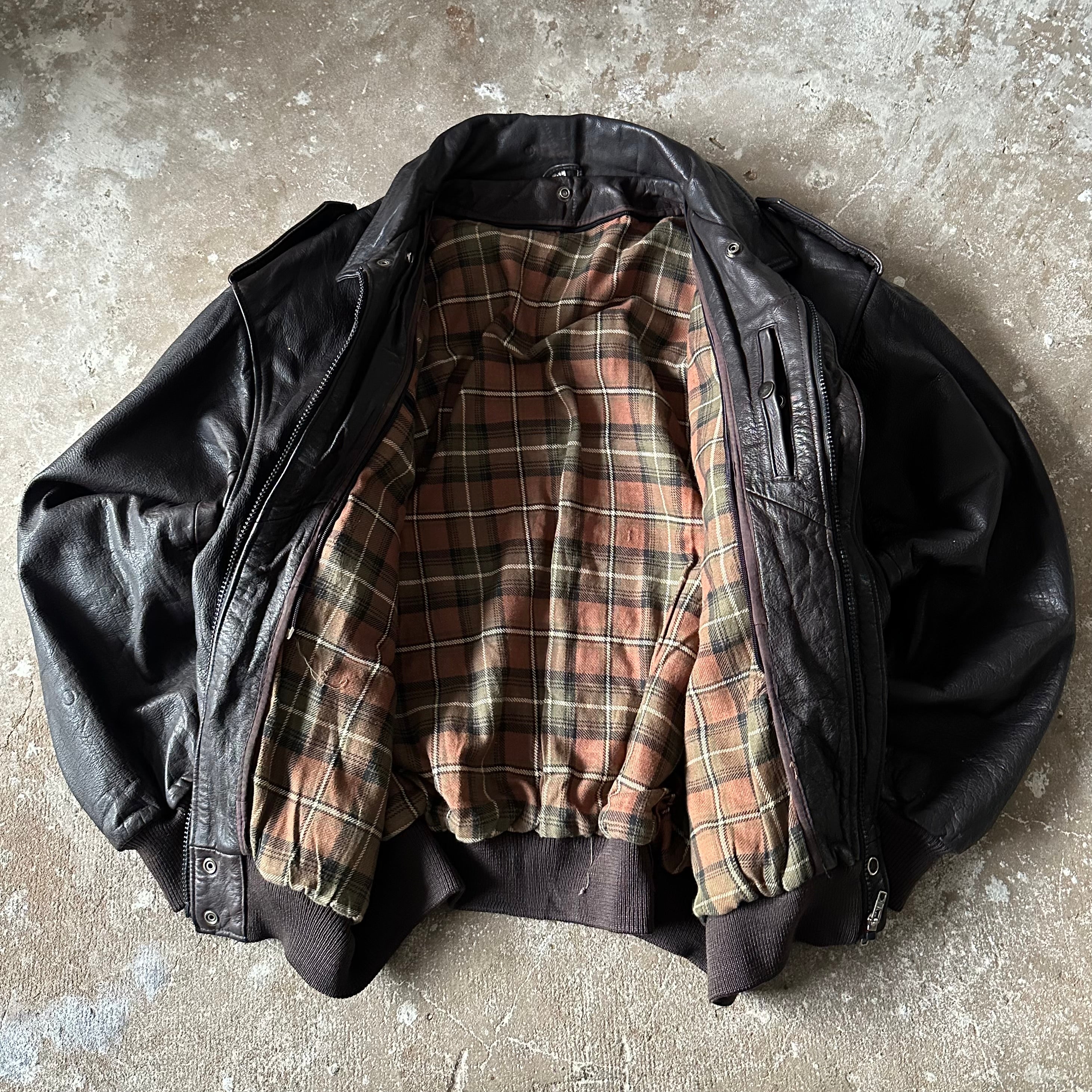 Vintage Brown Heavy Leather Jacket - XL